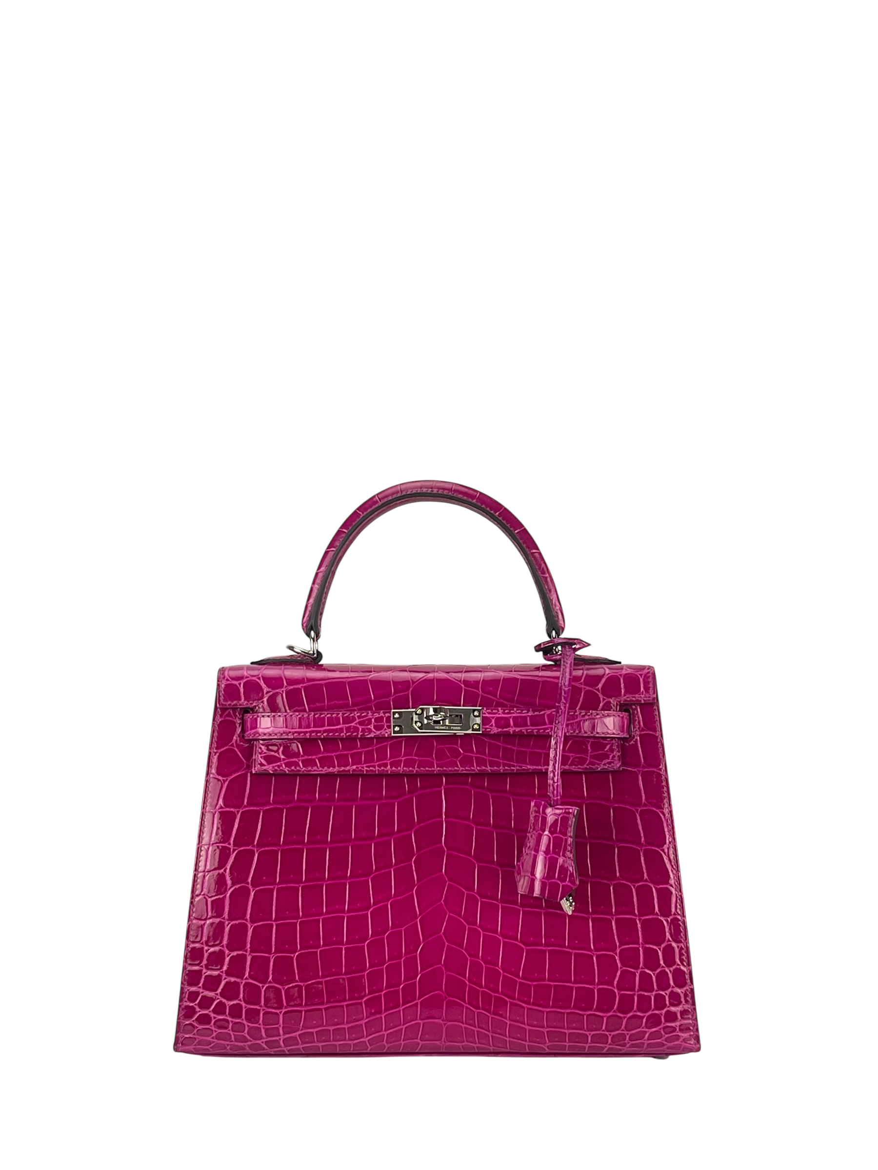HERMES - Kelly 25 Rose Purple Niloticus Palladium Hardware