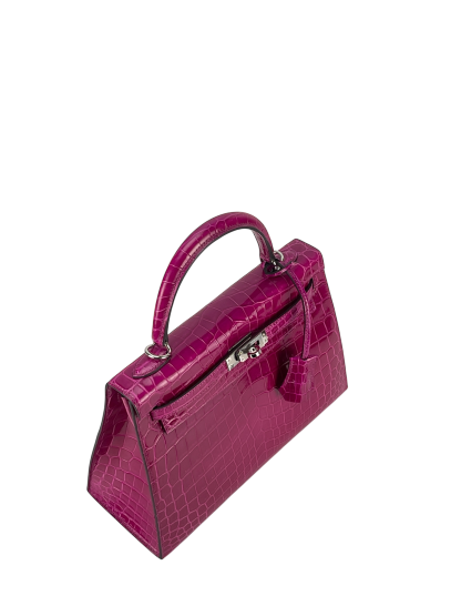 HERMES - Kelly 25 Rose Purple Niloticus Palladium Hardware