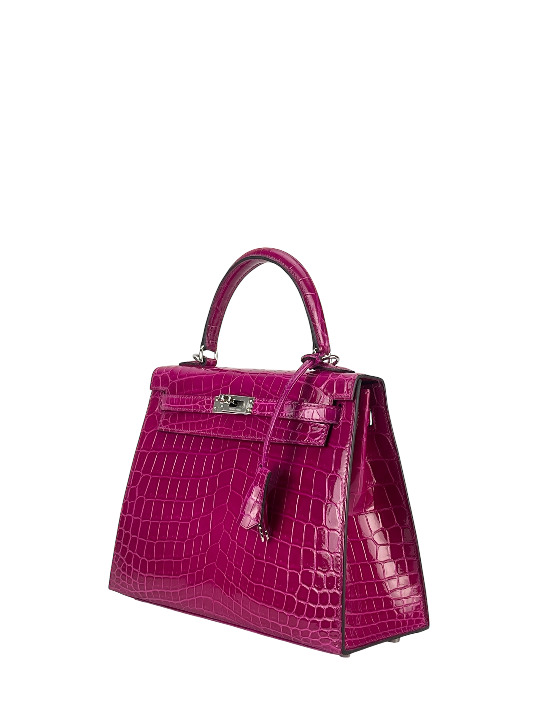 HERMES - Kelly 25 Rose Purple Niloticus Palladium Hardware