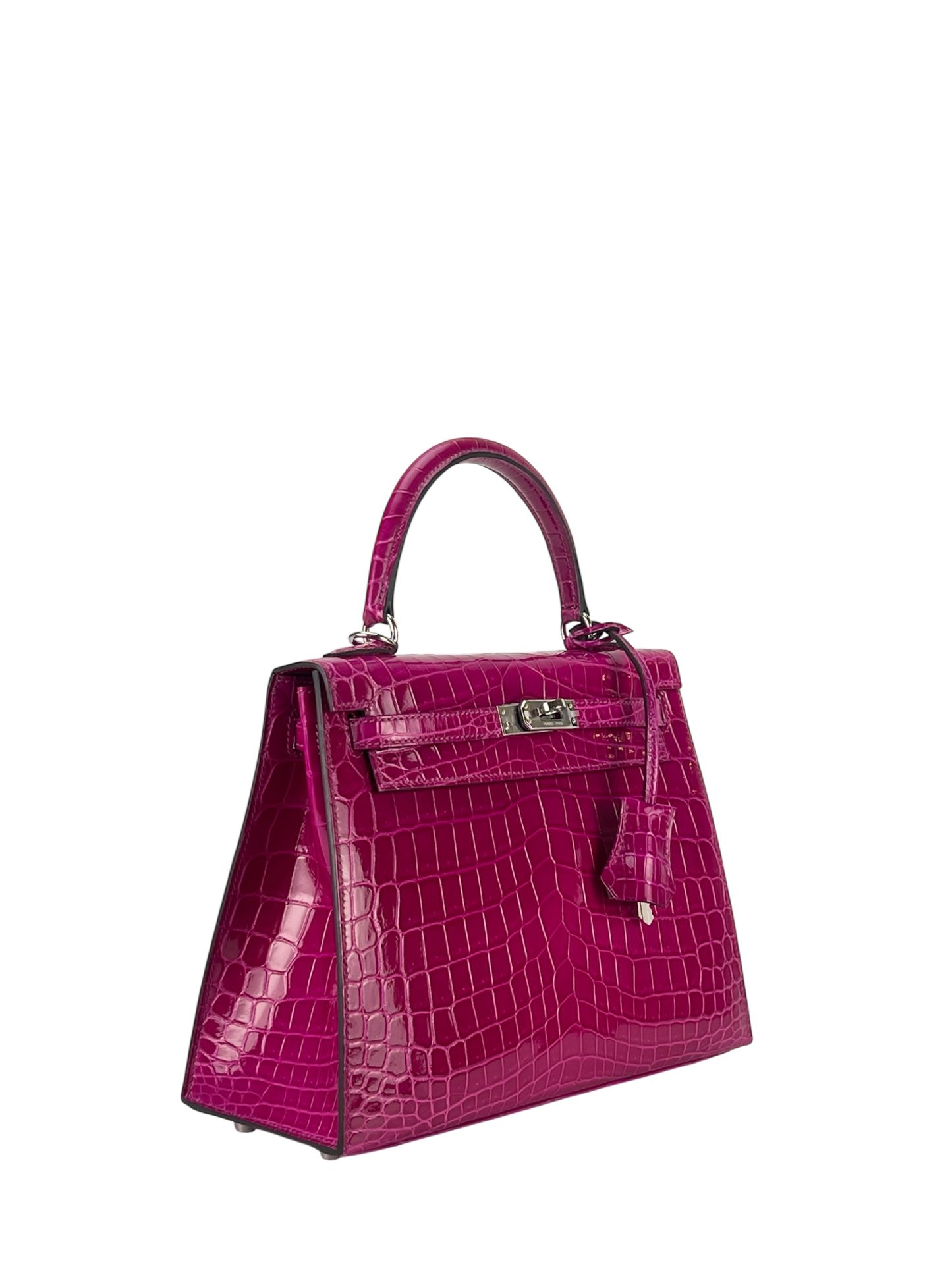 HERMES - Kelly 25 Rose Purple Niloticus Palladium Hardware