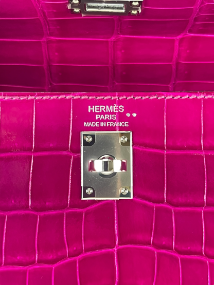 HERMES - Kelly 25 Rose Purple Niloticus Palladium Hardware