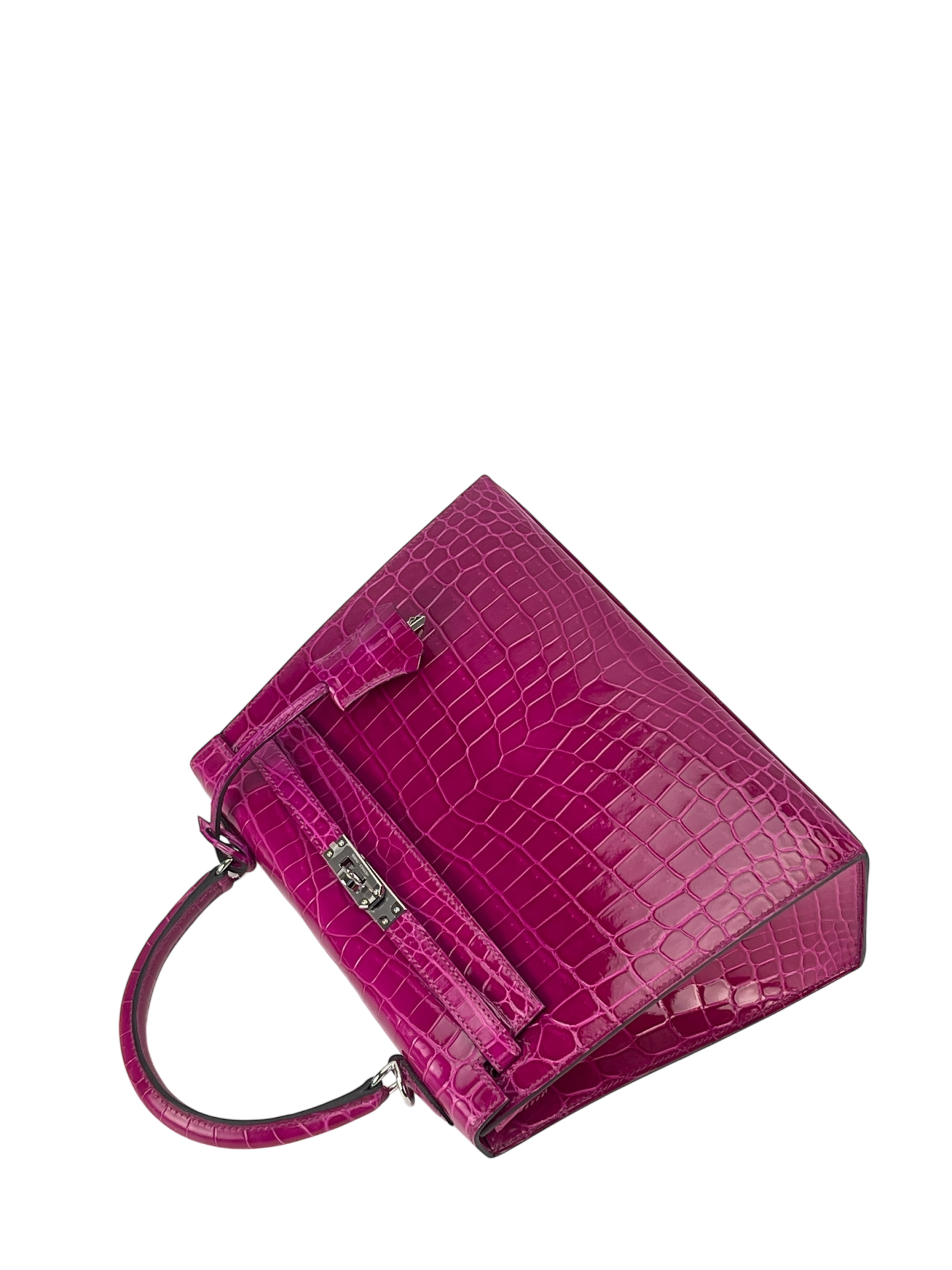 HERMES - Kelly 25 Rose Purple Niloticus Palladium Hardware
