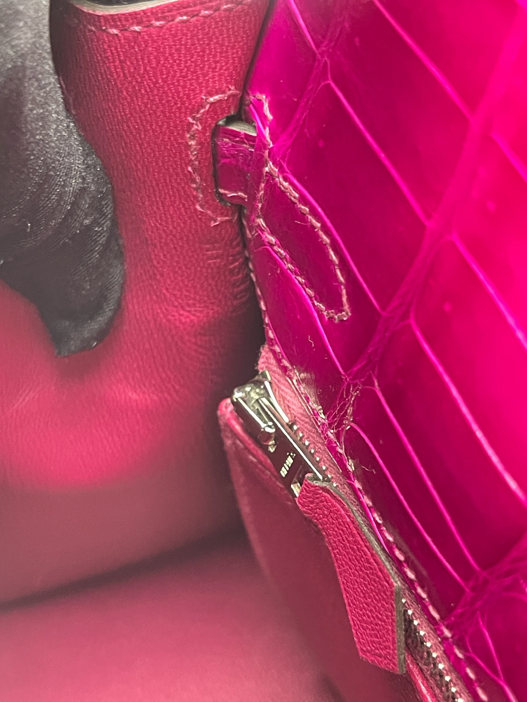 HERMES - Kelly 25 Rose Purple Niloticus Palladium Hardware