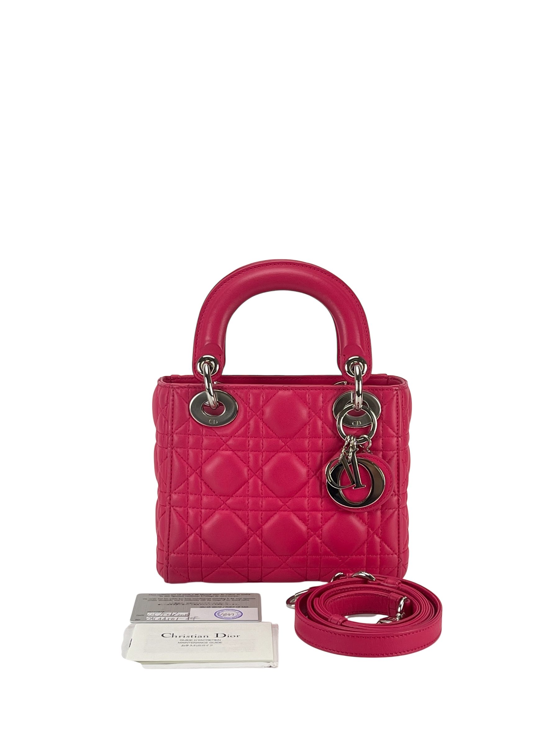 CHRISTIAN DIOR - Lady Dior 2Way Hand Bag Sliver Hardware Pink