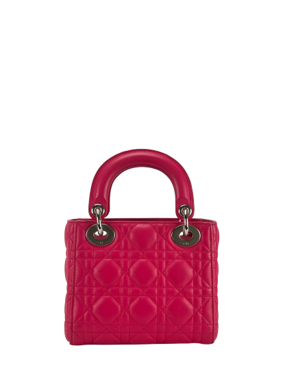 CHRISTIAN DIOR - Lady Dior 2Way Hand Bag Sliver Hardware Pink