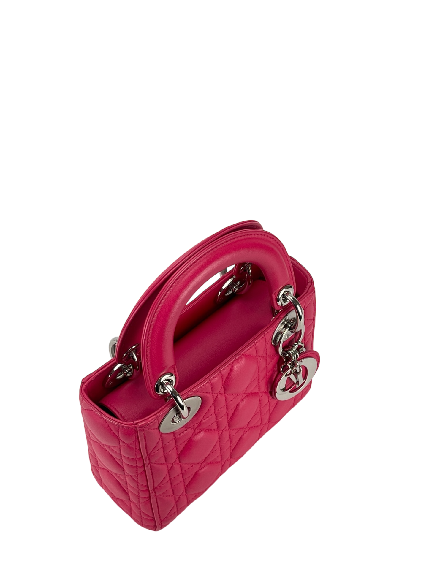 CHRISTIAN DIOR - Lady Dior 2Way Hand Bag Sliver Hardware Pink