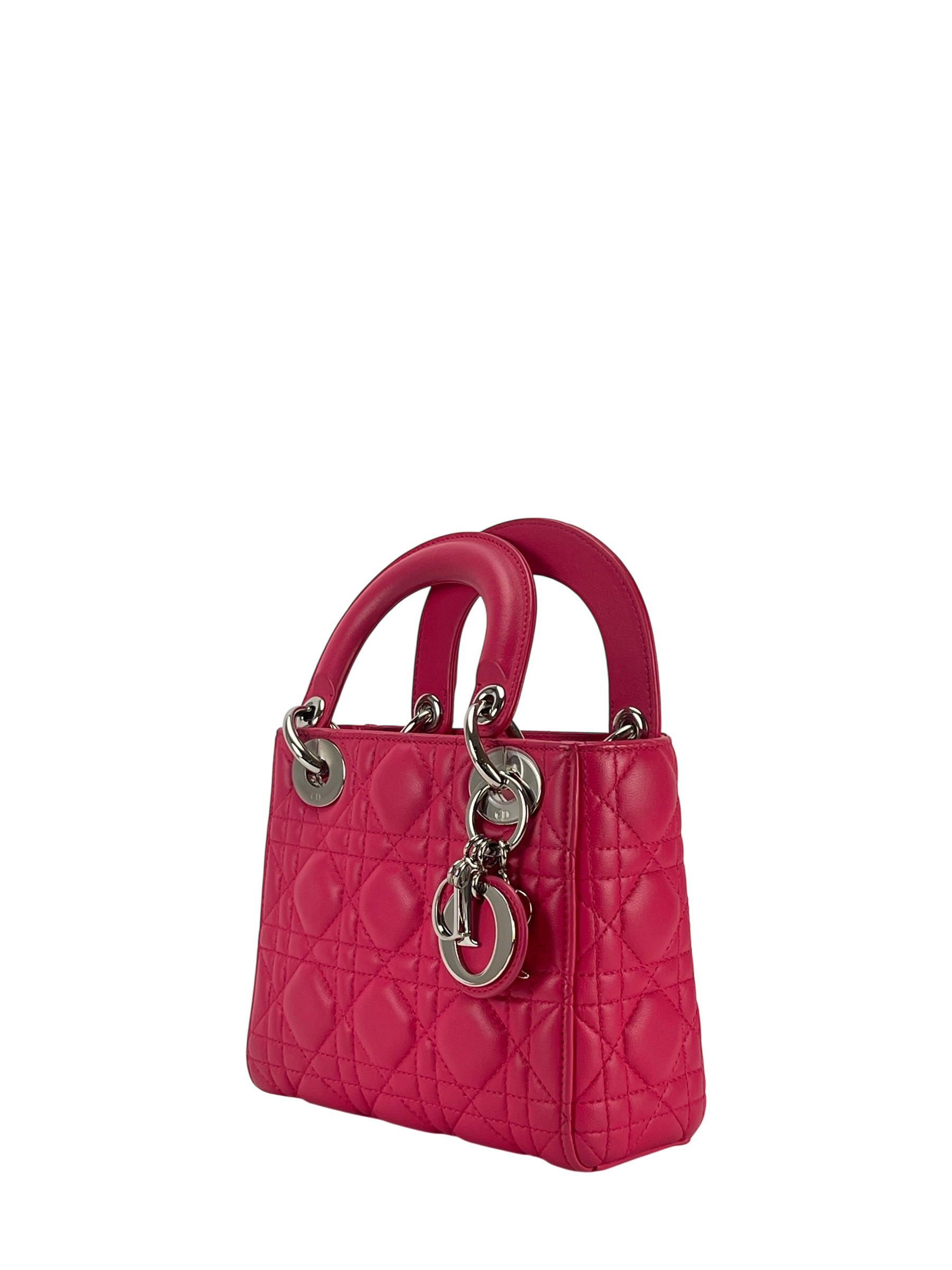 CHRISTIAN DIOR - Lady Dior 2Way Hand Bag Sliver Hardware Pink