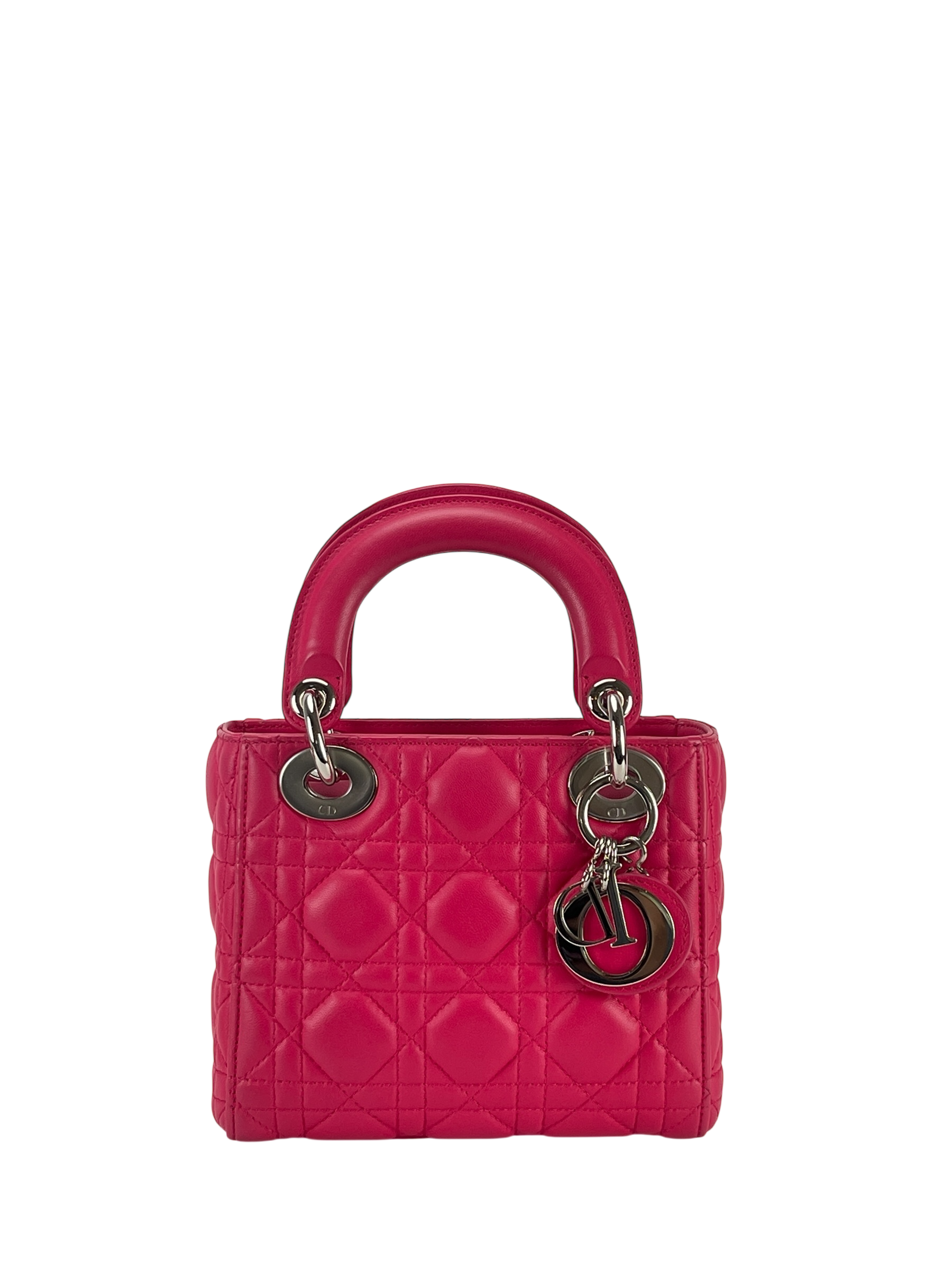 CHRISTIAN DIOR - Lady Dior 2Way Hand Bag Sliver Hardware Pink