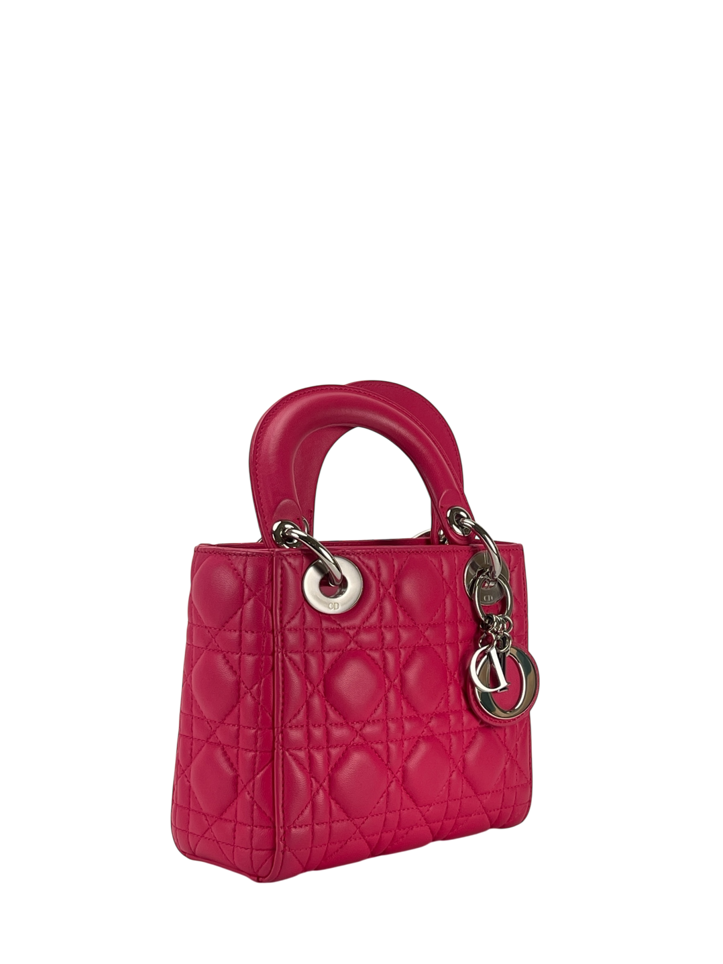 CHRISTIAN DIOR - Lady Dior 2Way Hand Bag Sliver Hardware Pink