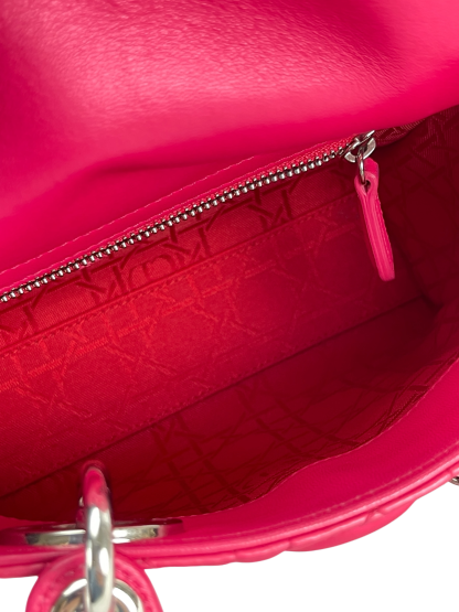 CHRISTIAN DIOR - Lady Dior 2Way Hand Bag Sliver Hardware Pink