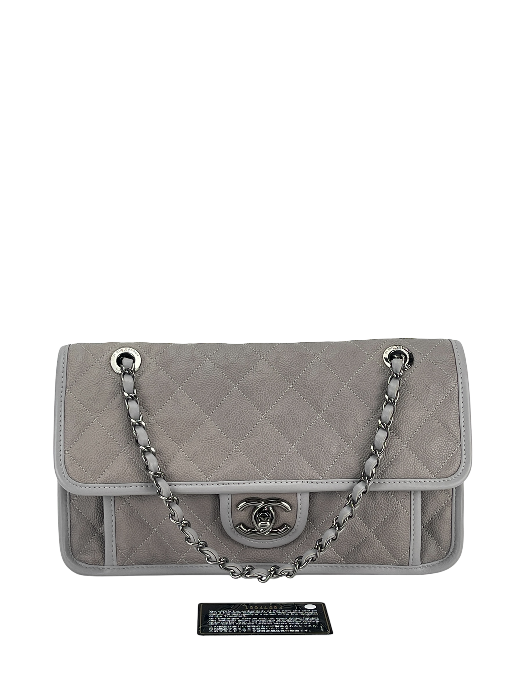 CHANEL - Grey Aged Caviar Medium French Riviera Flap Bag