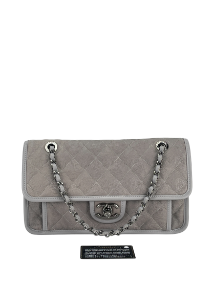 CHANEL - Grey Aged Caviar Medium French Riviera Flap Bag