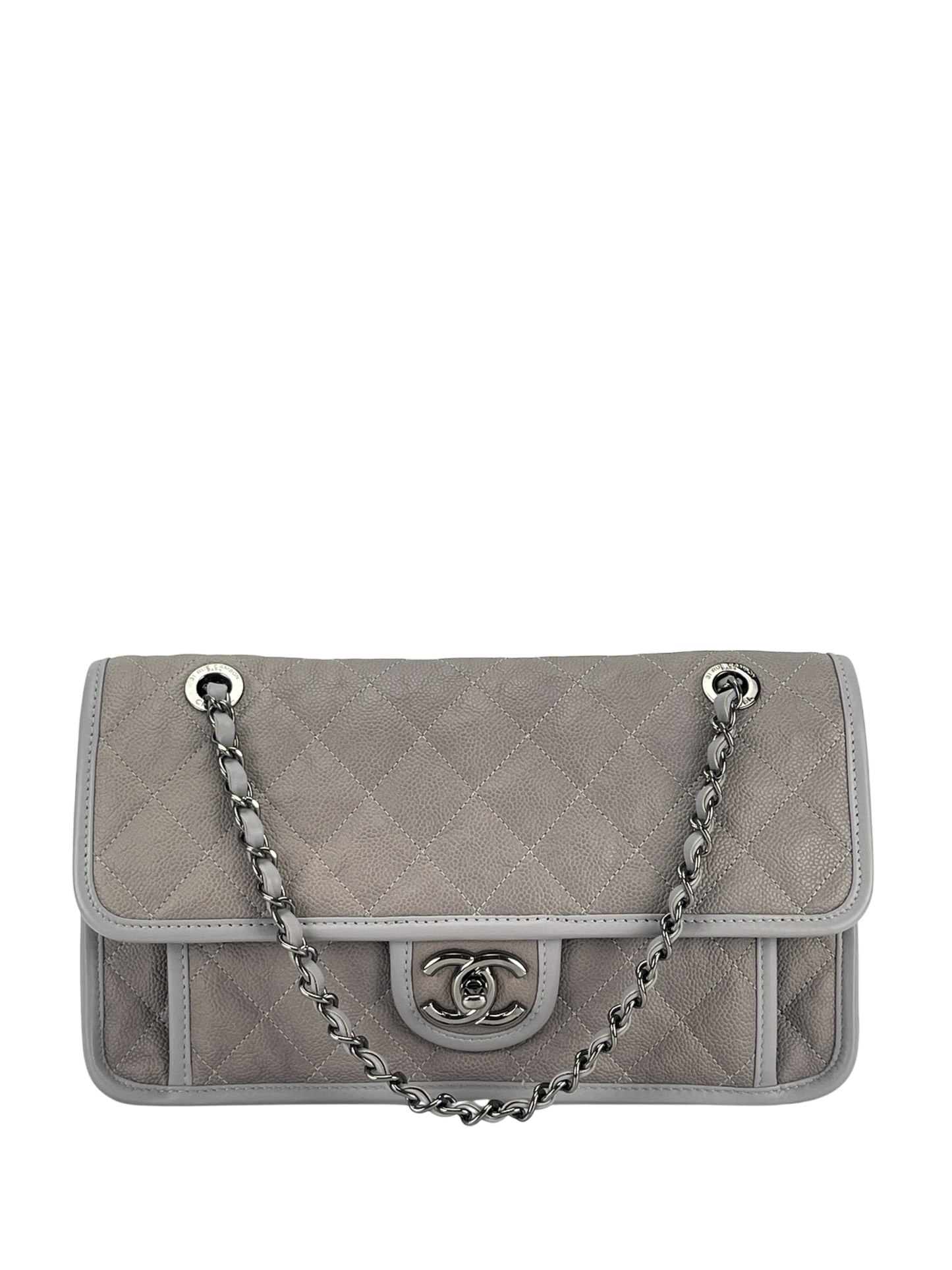 CHANEL - Grey Aged Caviar Medium French Riviera Flap Bag