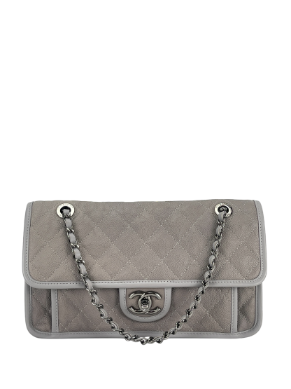 CHANEL - Grey Aged Caviar Medium French Riviera Flap Bag