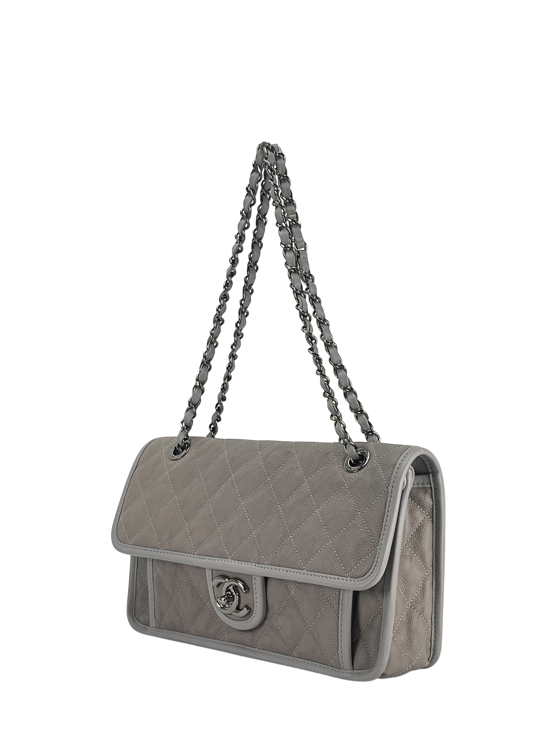 CHANEL - Grey Aged Caviar Medium French Riviera Flap Bag