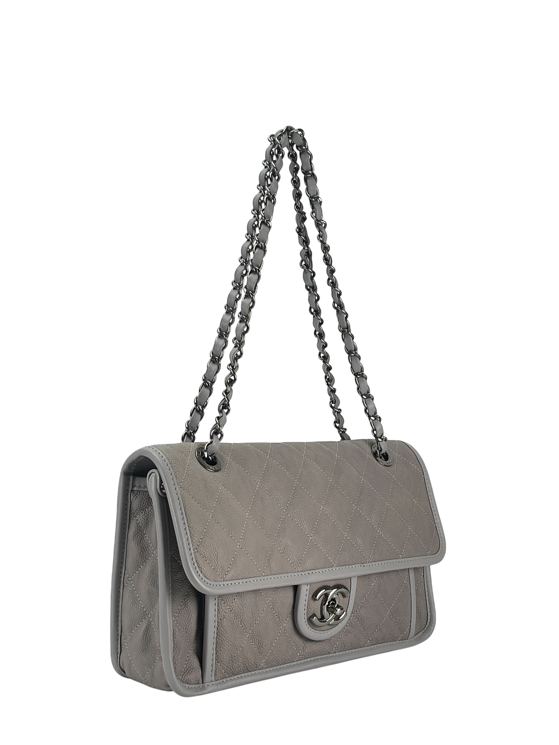 CHANEL - Grey Aged Caviar Medium French Riviera Flap Bag