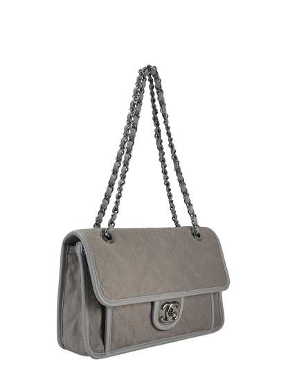 CHANEL - Grey Aged Caviar Medium French Riviera Flap Bag