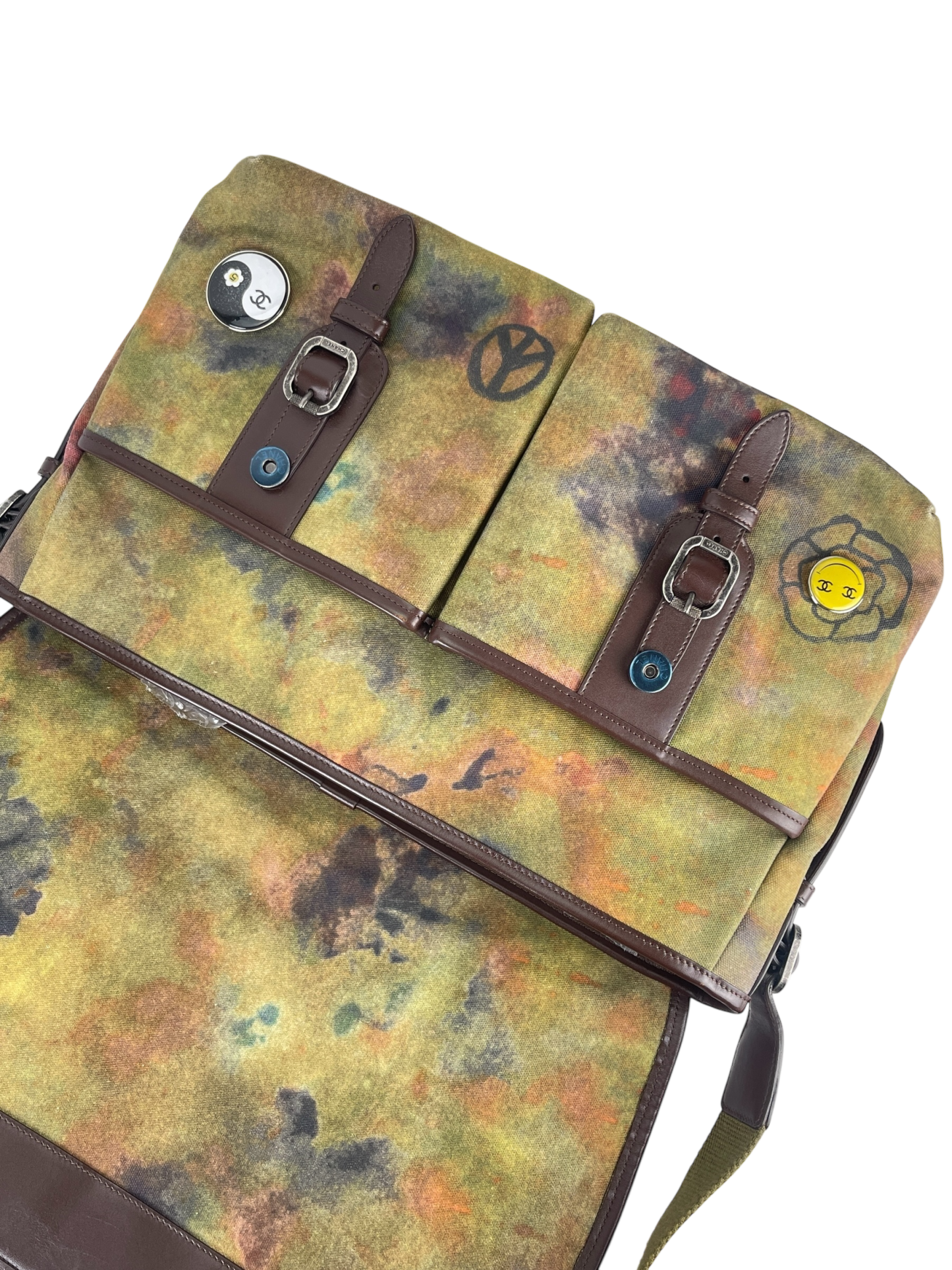 CHANEL - Khaki Green Canvas Graffiti On Messenger Bag