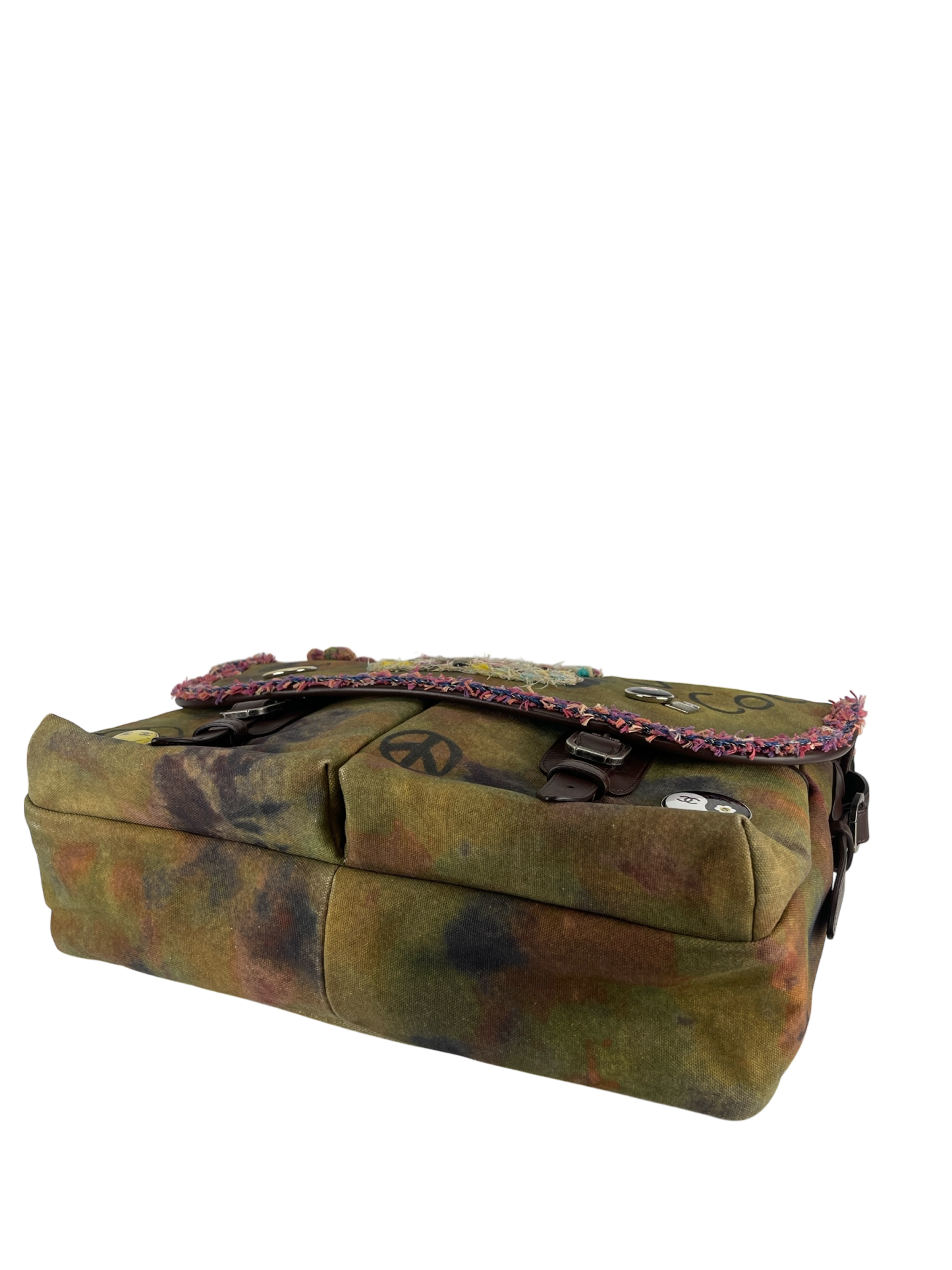 CHANEL - Khaki Green Canvas Graffiti On Messenger Bag