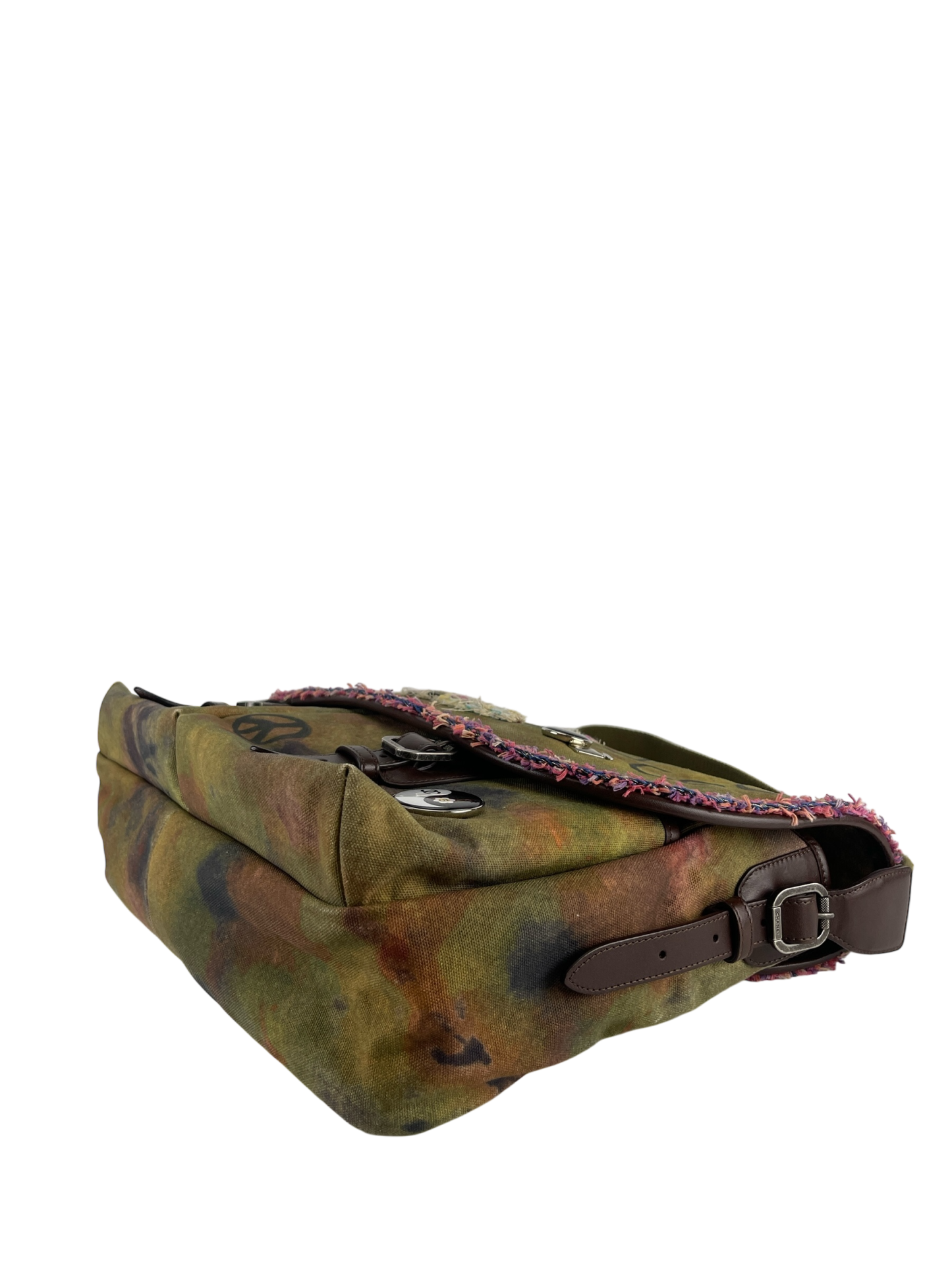 CHANEL - Khaki Green Canvas Graffiti On Messenger Bag