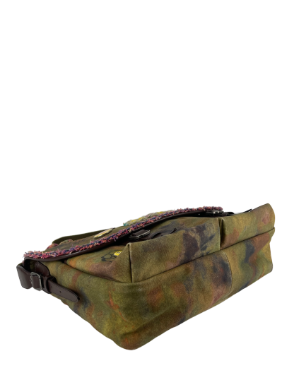 CHANEL - Khaki Green Canvas Graffiti On Messenger Bag