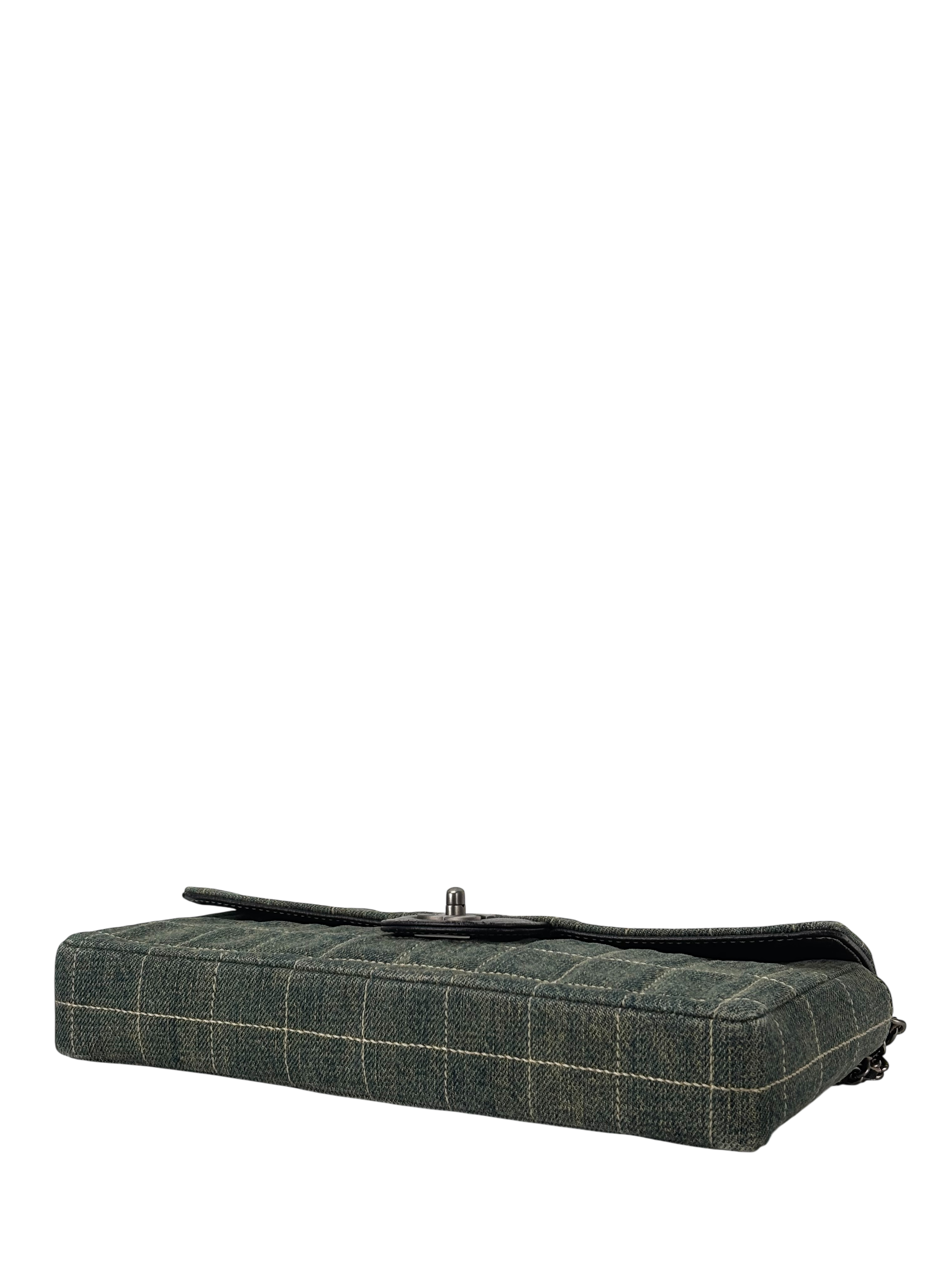 CHANEL -  Denim Chocolate Bar Quilted East West Flap