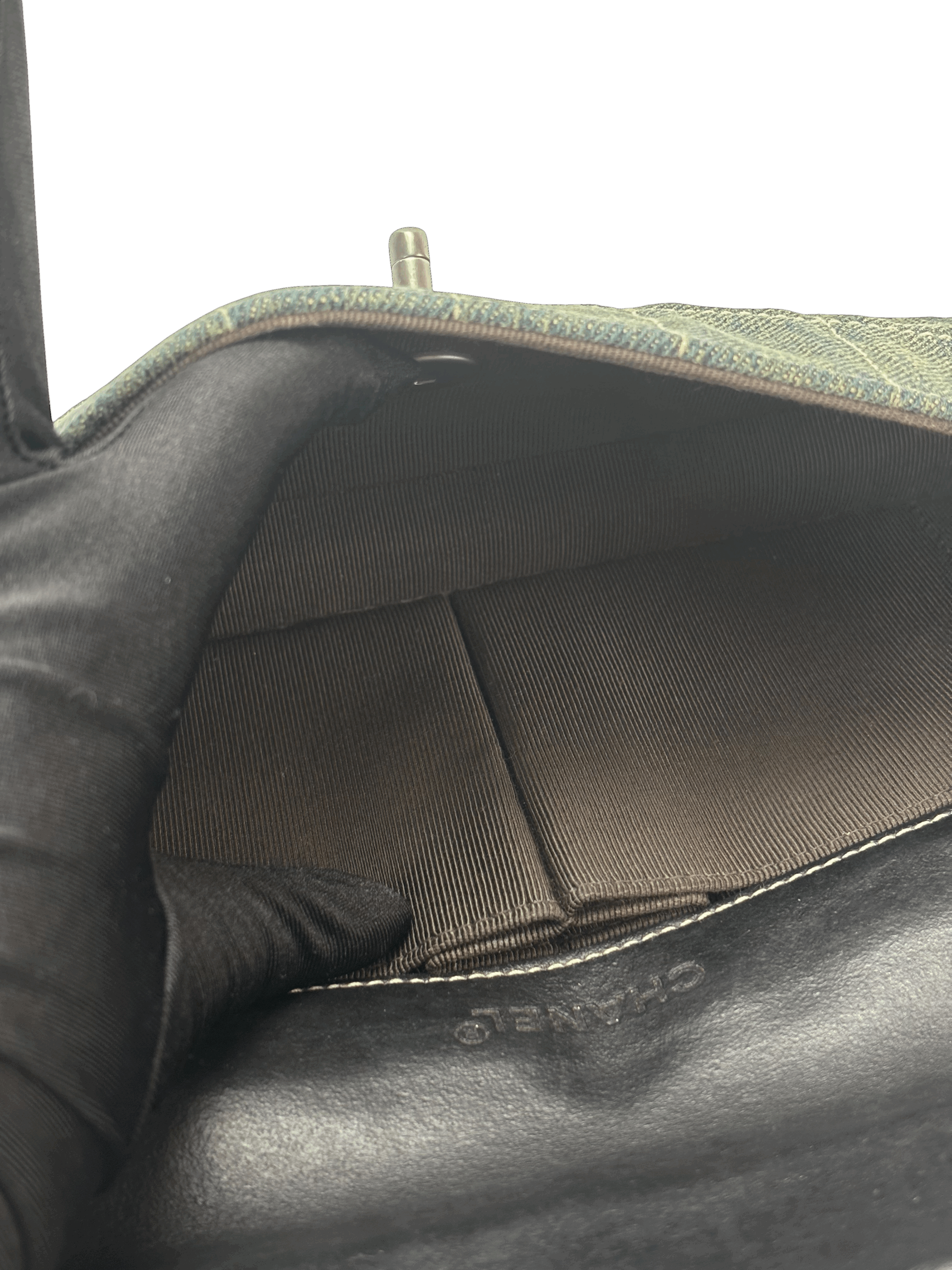 CHANEL -  Denim Chocolate Bar Quilted East West Flap