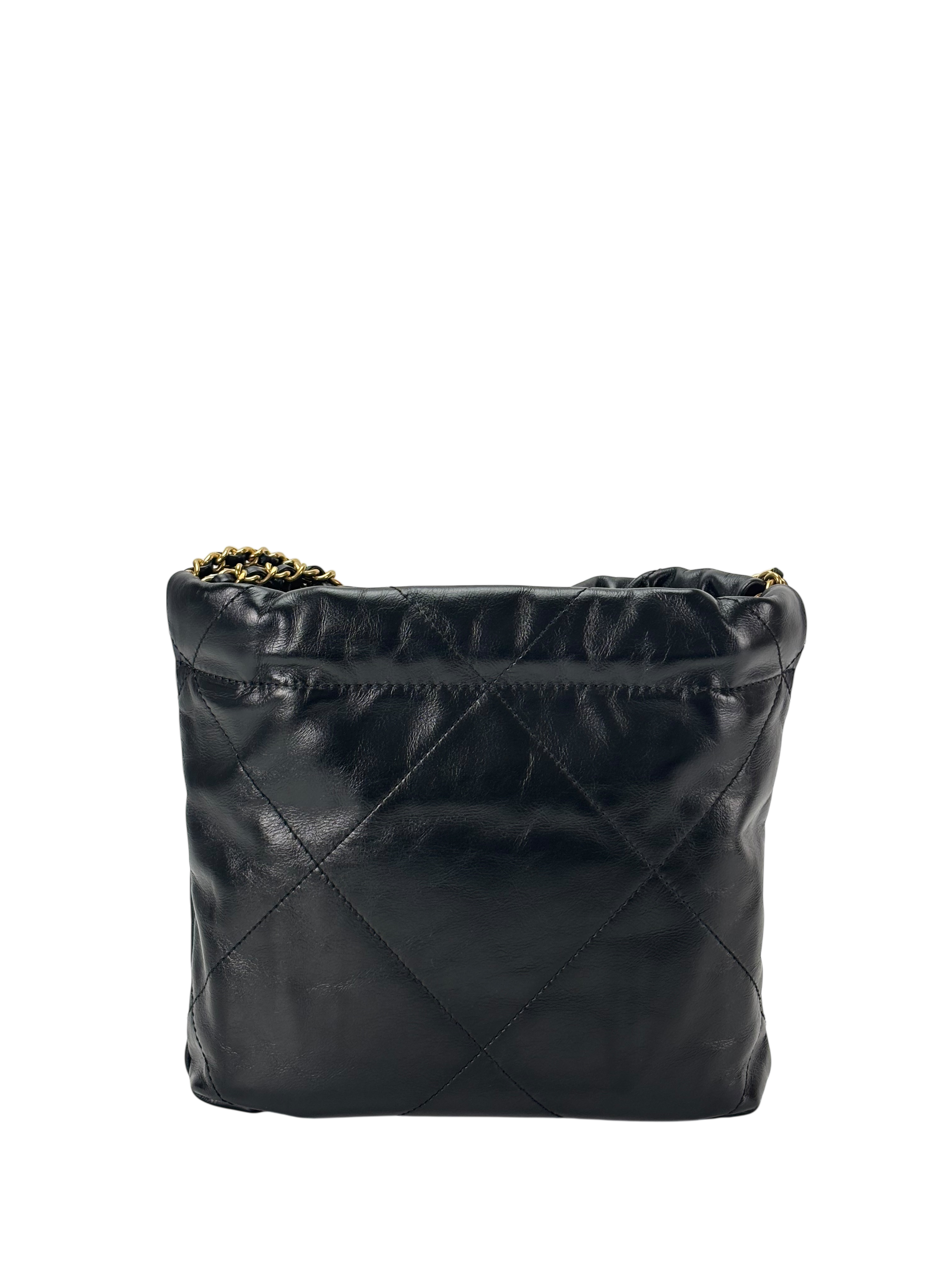 CHANEL - 22 Mini Bag Black Calfskin Gold Hardware