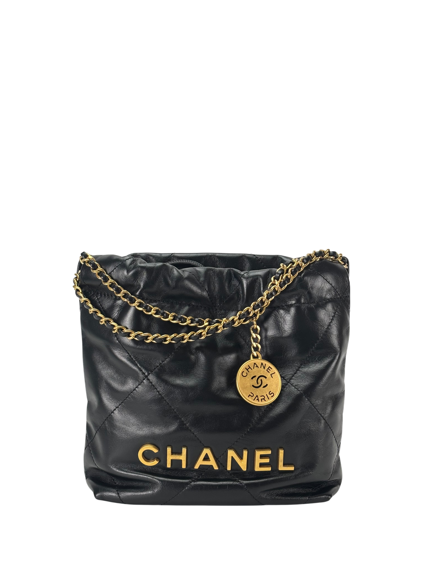 CHANEL - 22 Mini Bag Black Calfskin Gold Hardware