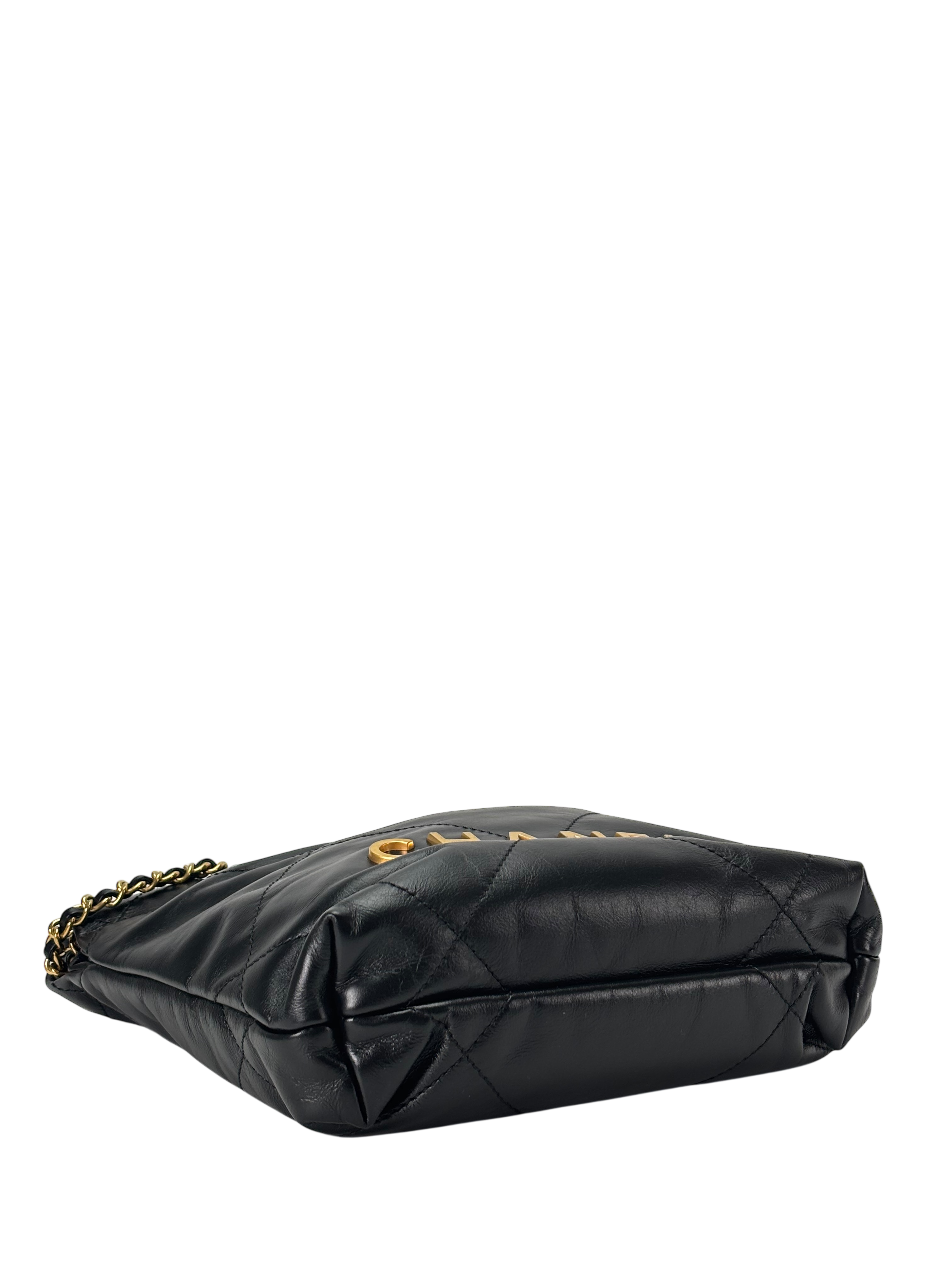 CHANEL - 22 Mini Bag Black Calfskin Gold Hardware