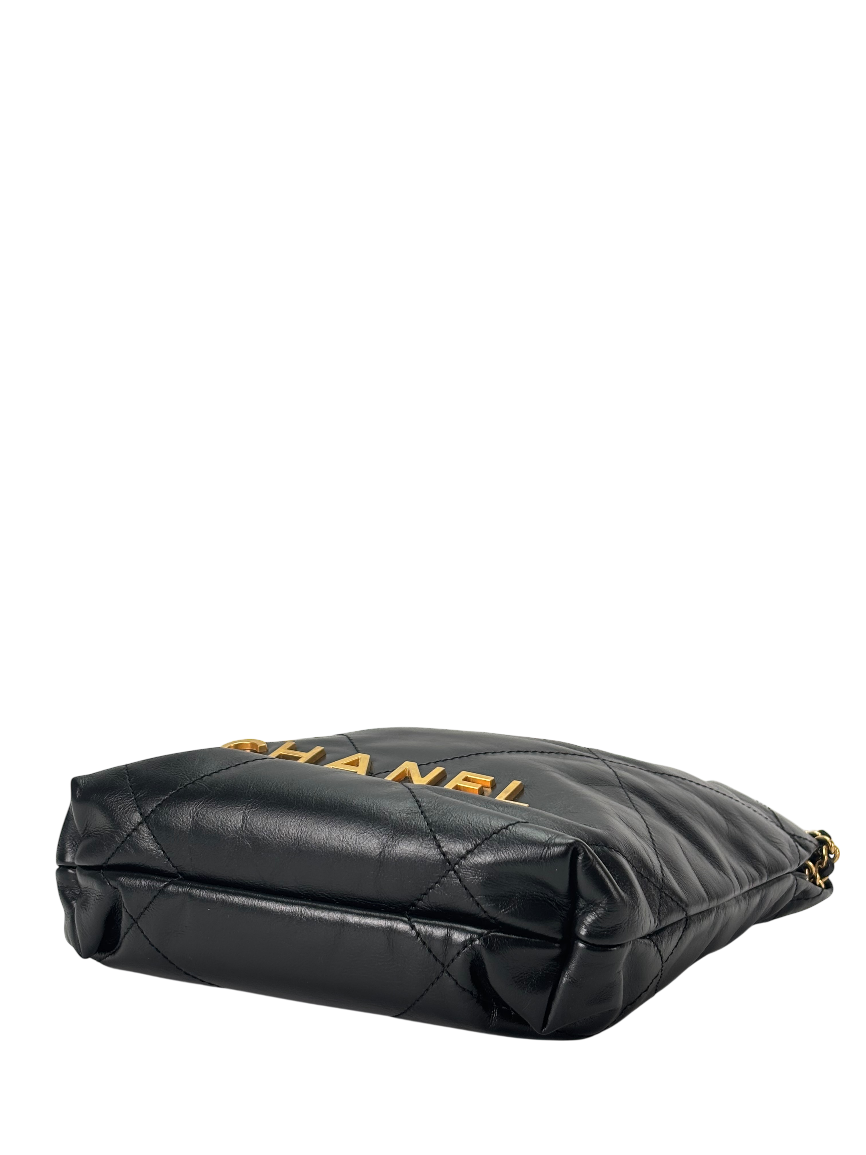 CHANEL - 22 Mini Bag Black Calfskin Gold Hardware