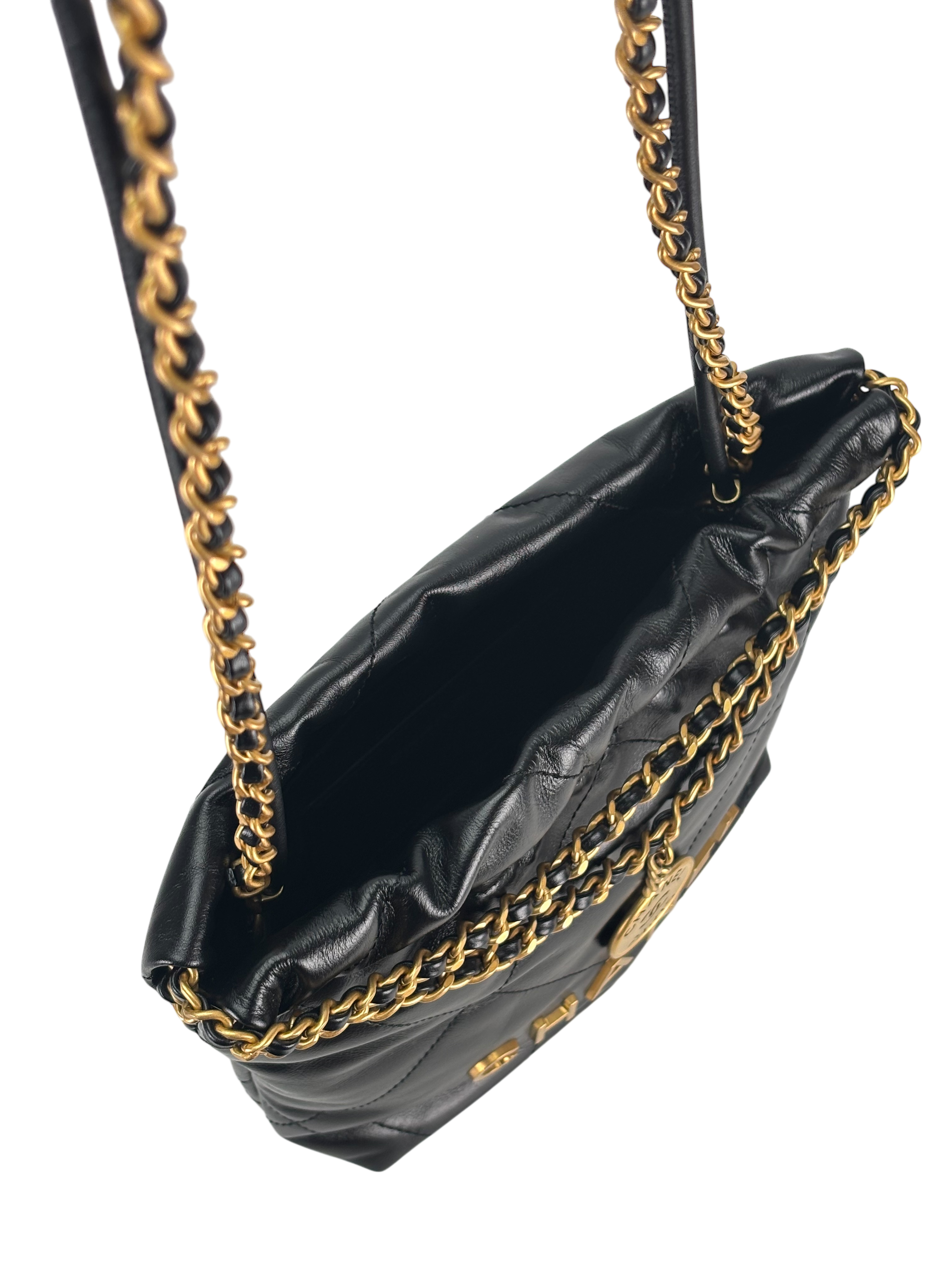 CHANEL - 22 Mini Bag Black Calfskin Gold Hardware