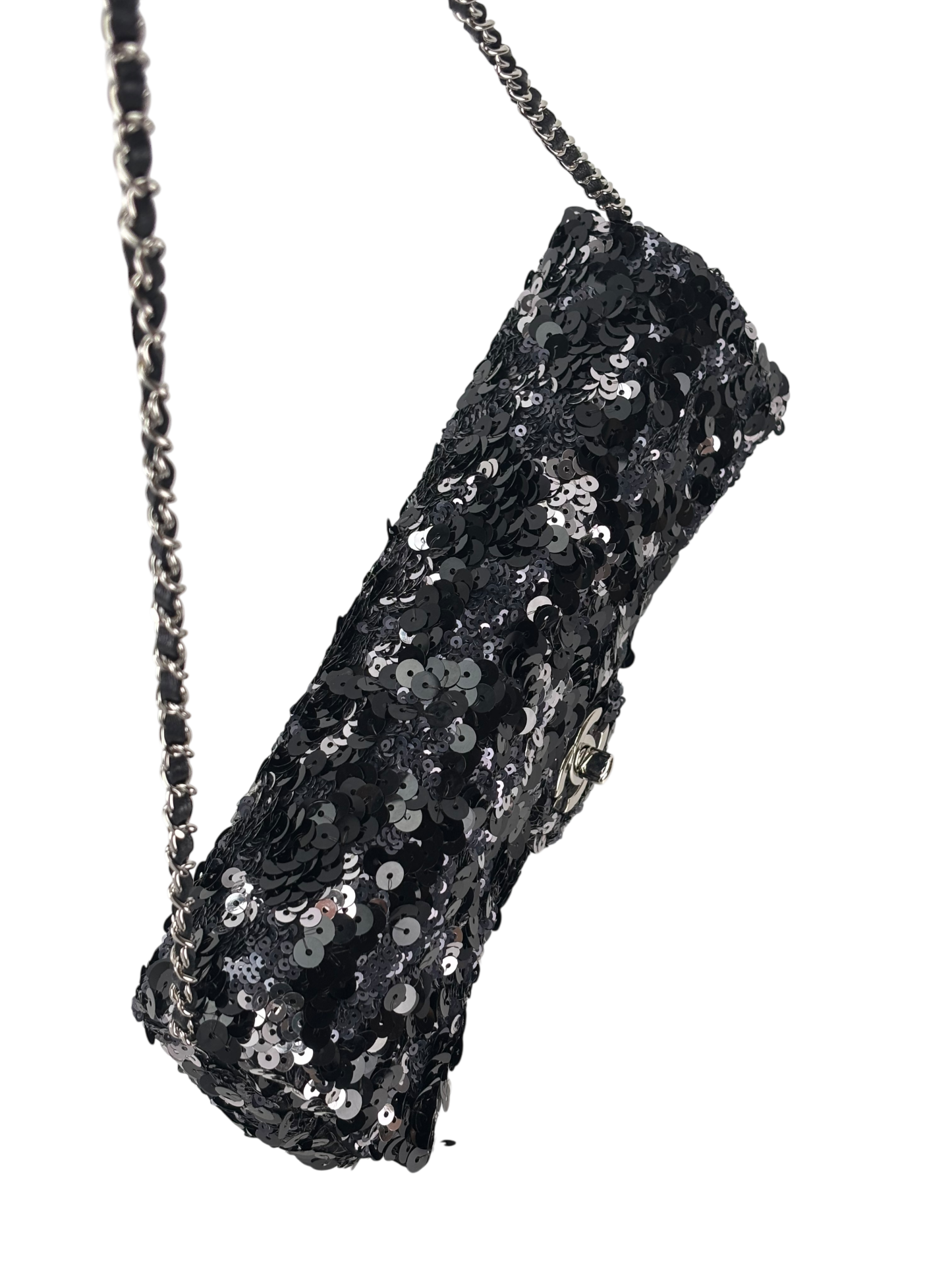 CHANEL -  Sequins Black East West Flap Bag