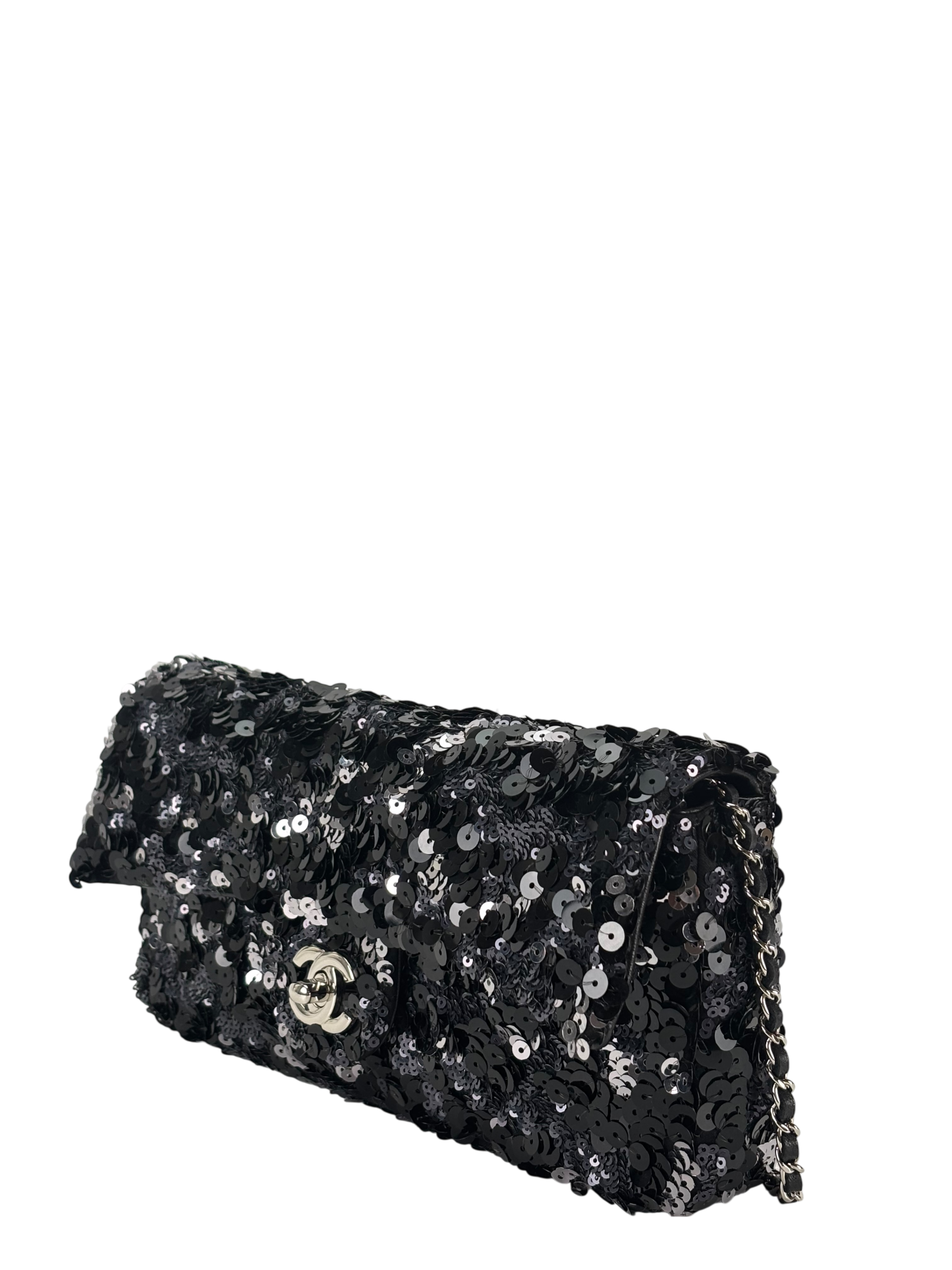 CHANEL -  Sequins Black East West Flap Bag