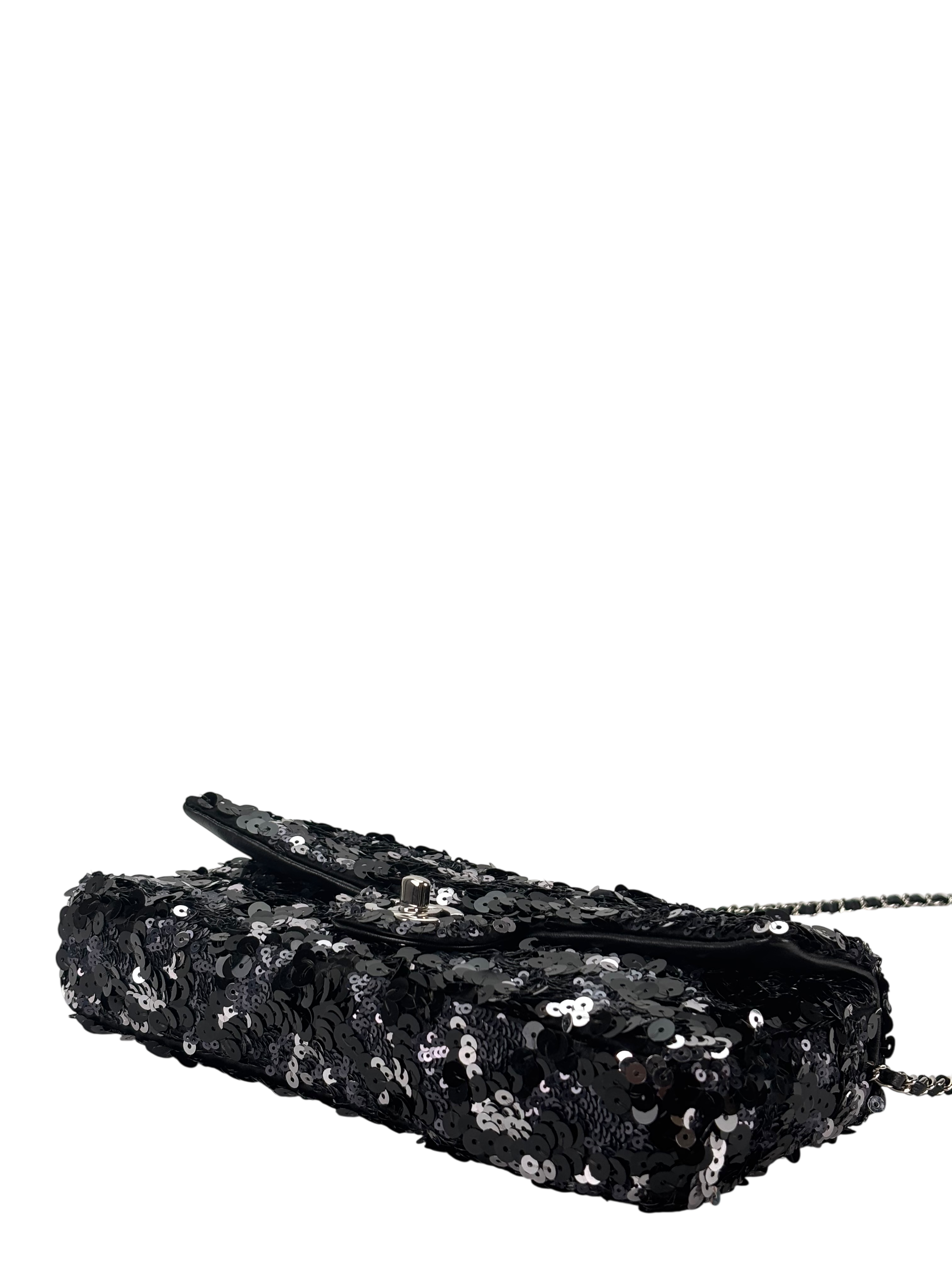 CHANEL -  Sequins Black East West Flap Bag