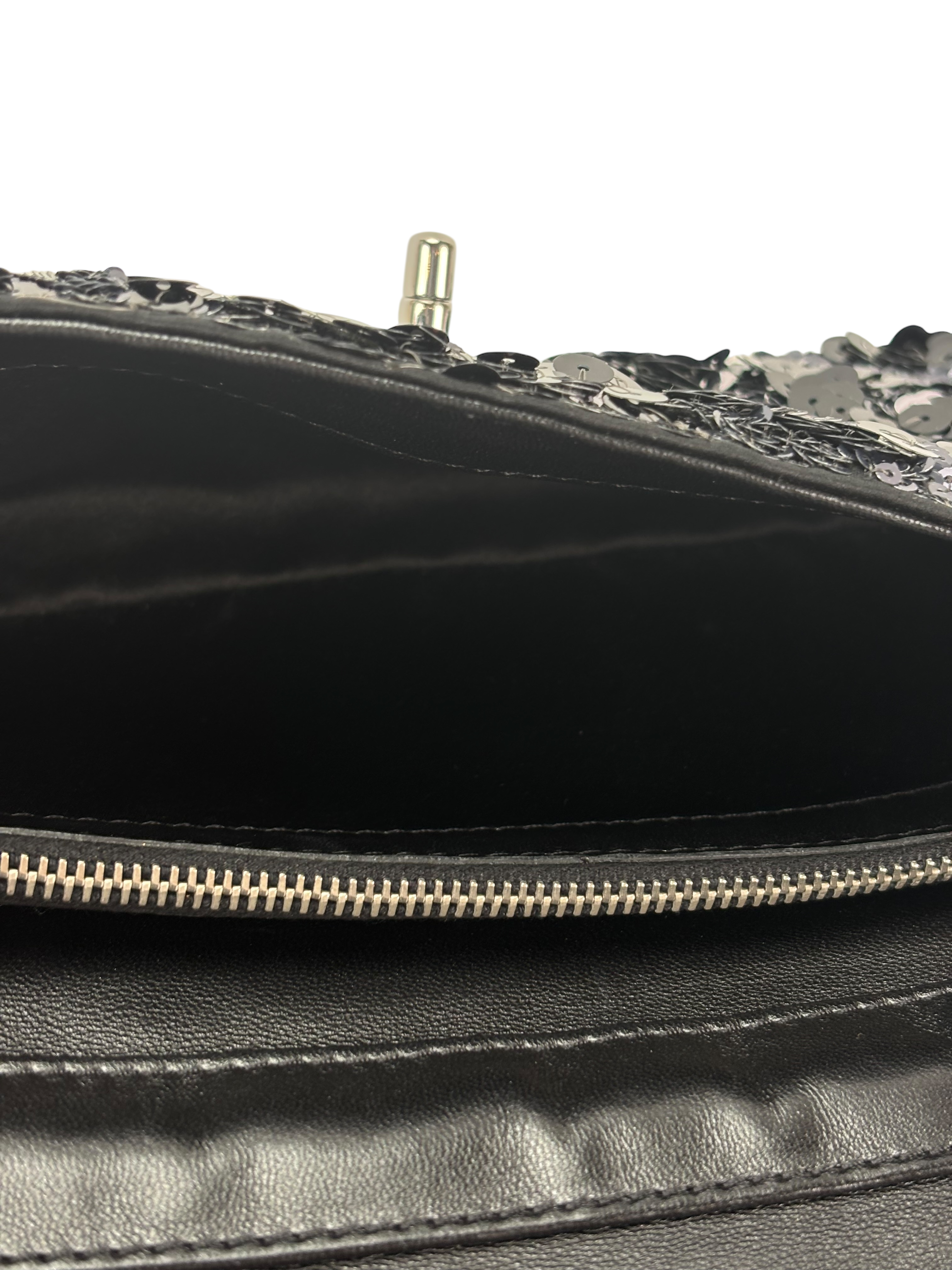 CHANEL -  Sequins Black East West Flap Bag