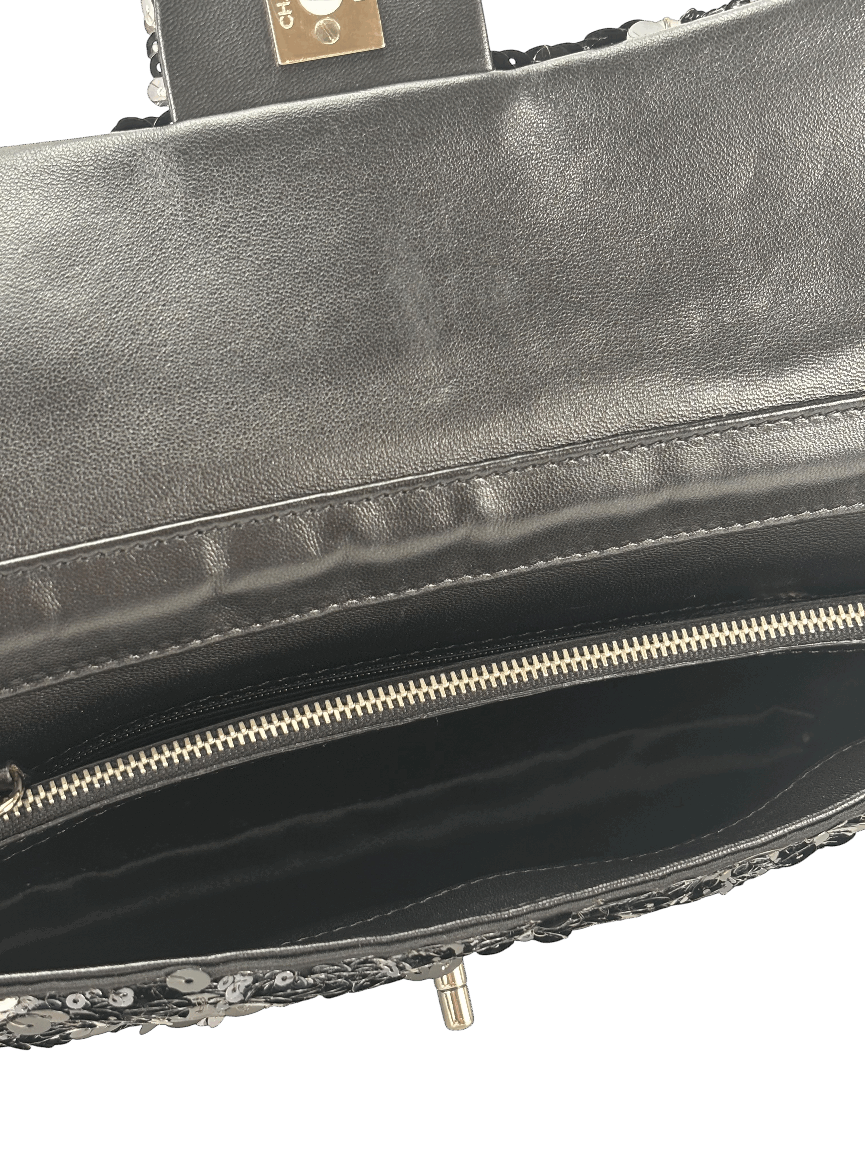 CHANEL -  Sequins Black East West Flap Bag