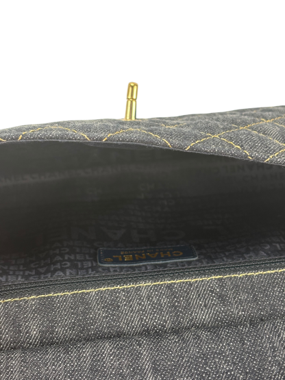 CHANEL - Navy Sitch Coco Mark Sparkling Denim Gold Hardware