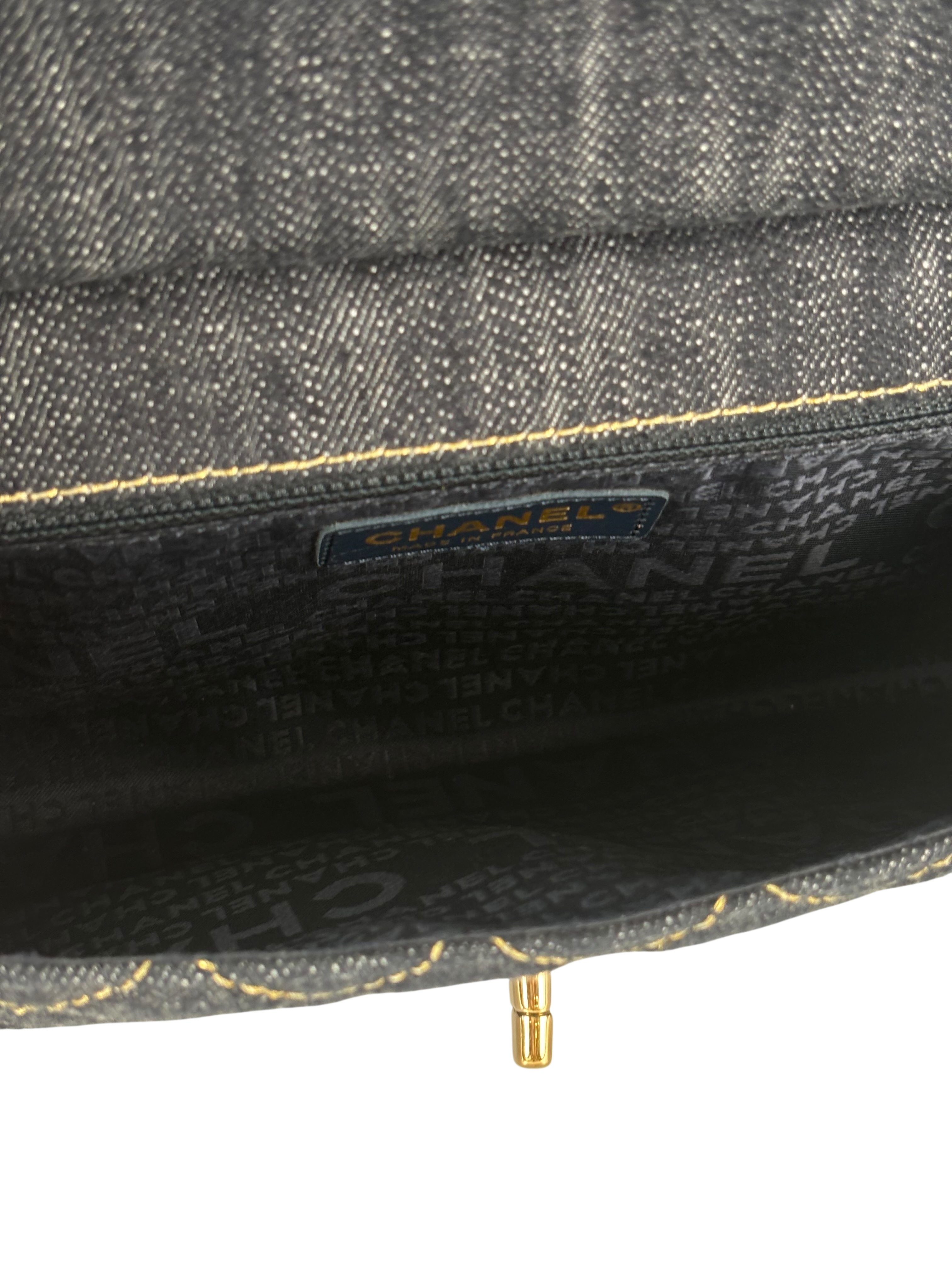 CHANEL - Navy Sitch Coco Mark Sparkling Denim Gold Hardware