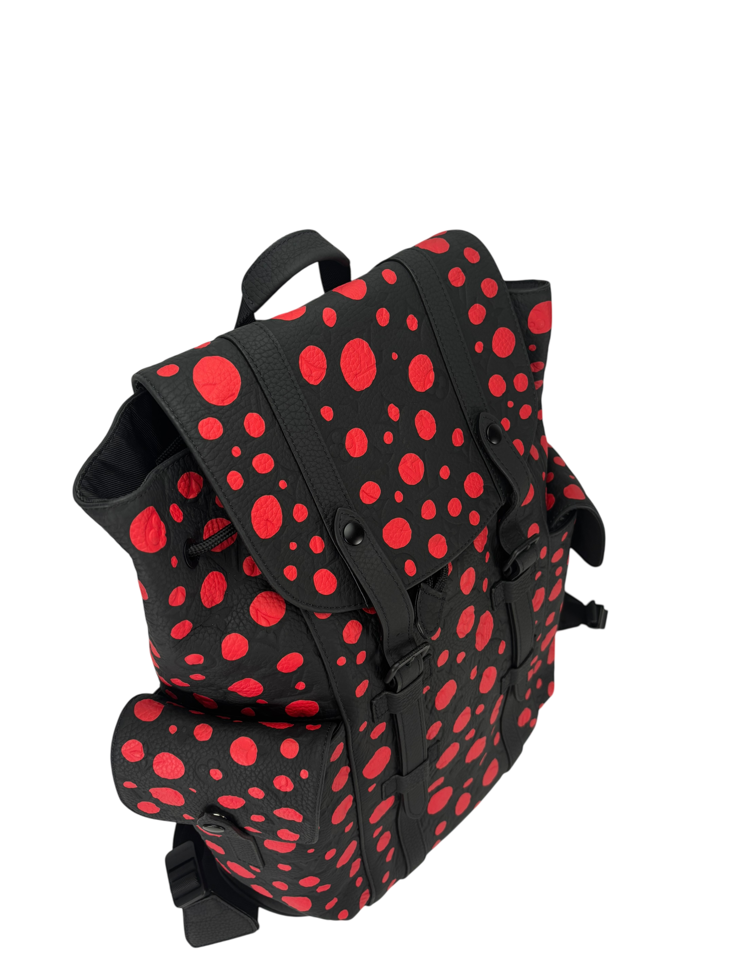 LOUIS VUITTON - LV x YK Yayoi Kusama Black Red Leather Backpack