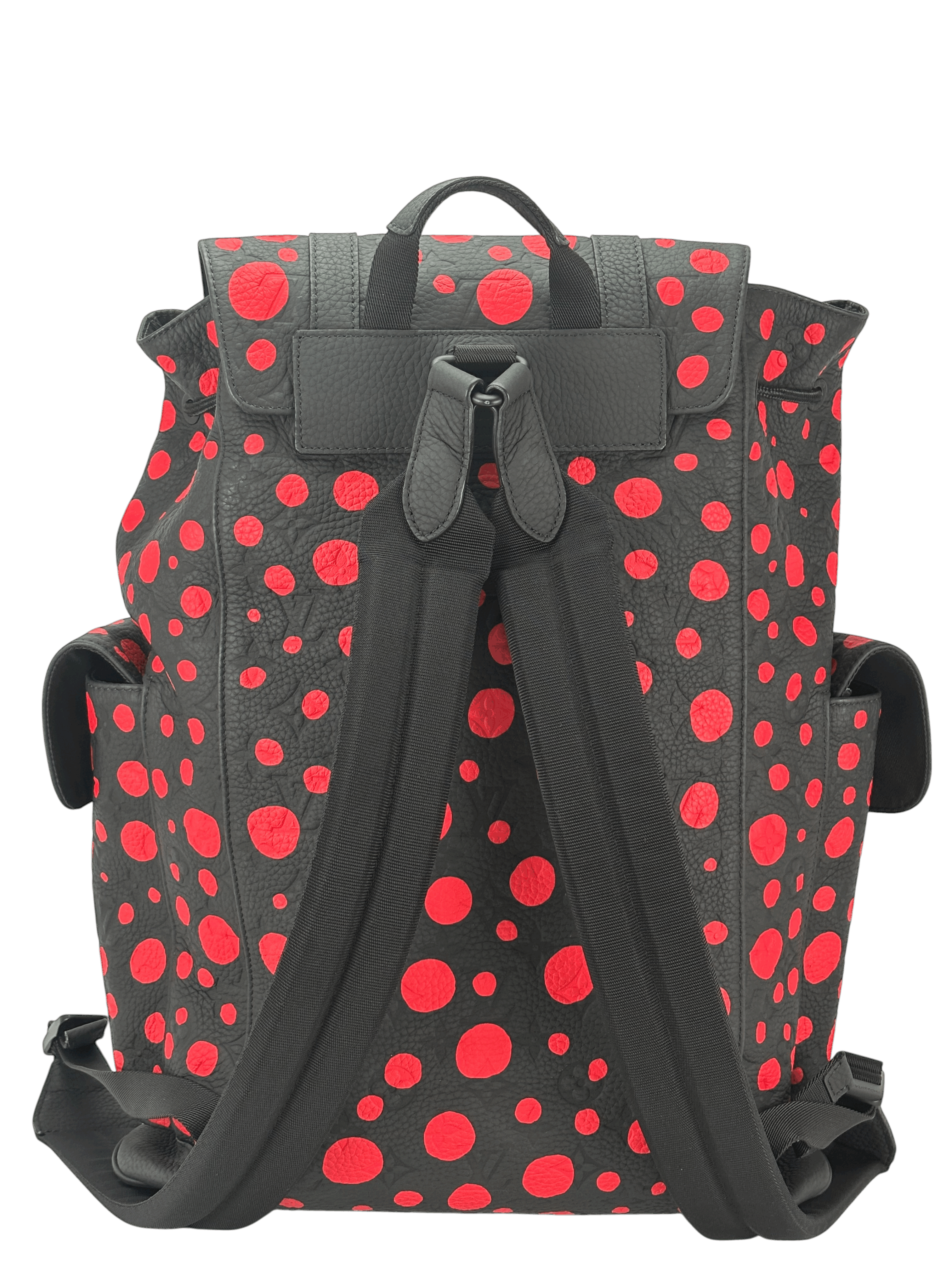 LOUIS VUITTON - LV x YK Yayoi Kusama Black Red Leather Backpack