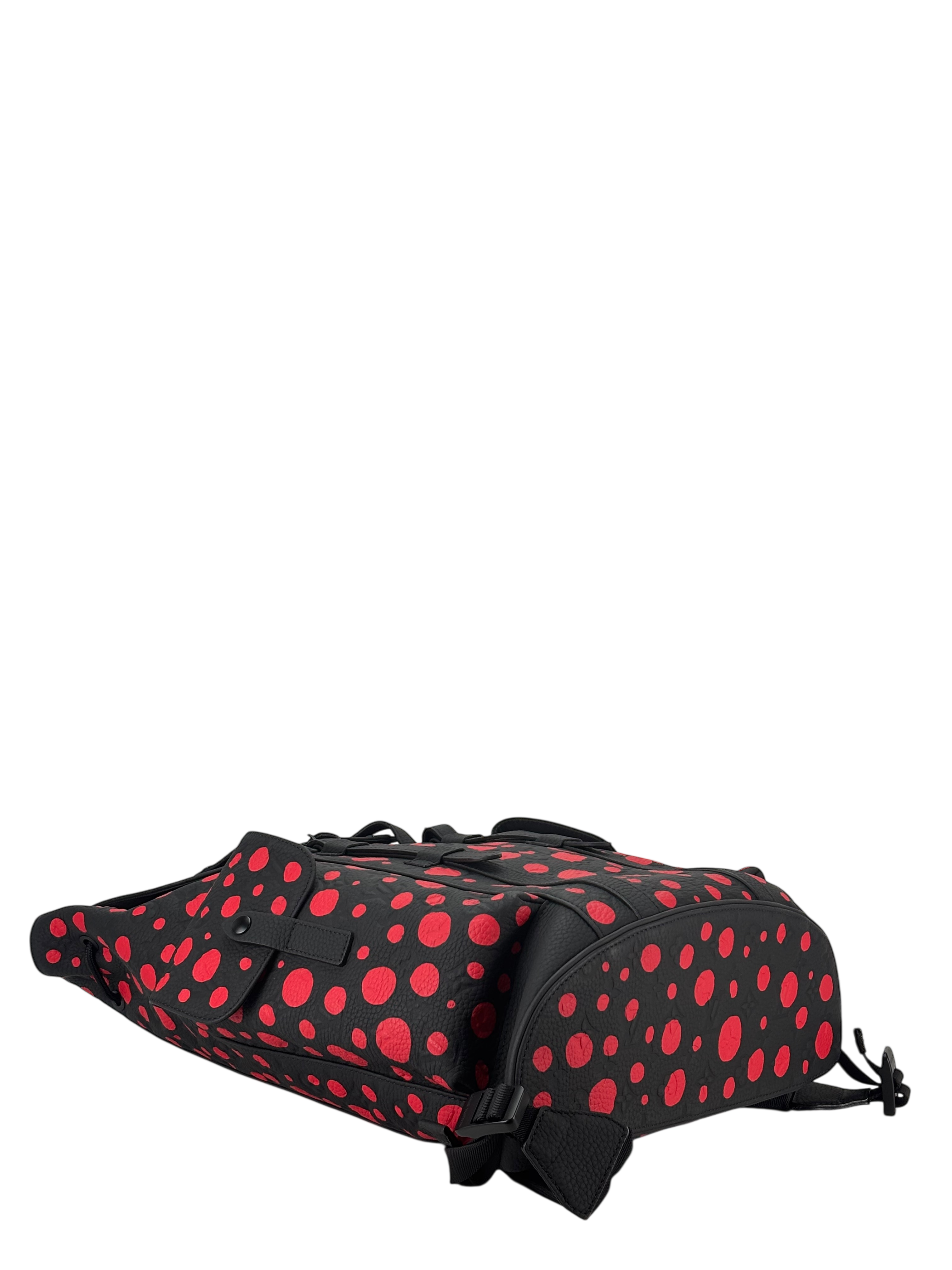 LOUIS VUITTON - LV x YK Yayoi Kusama Black Red Leather Backpack