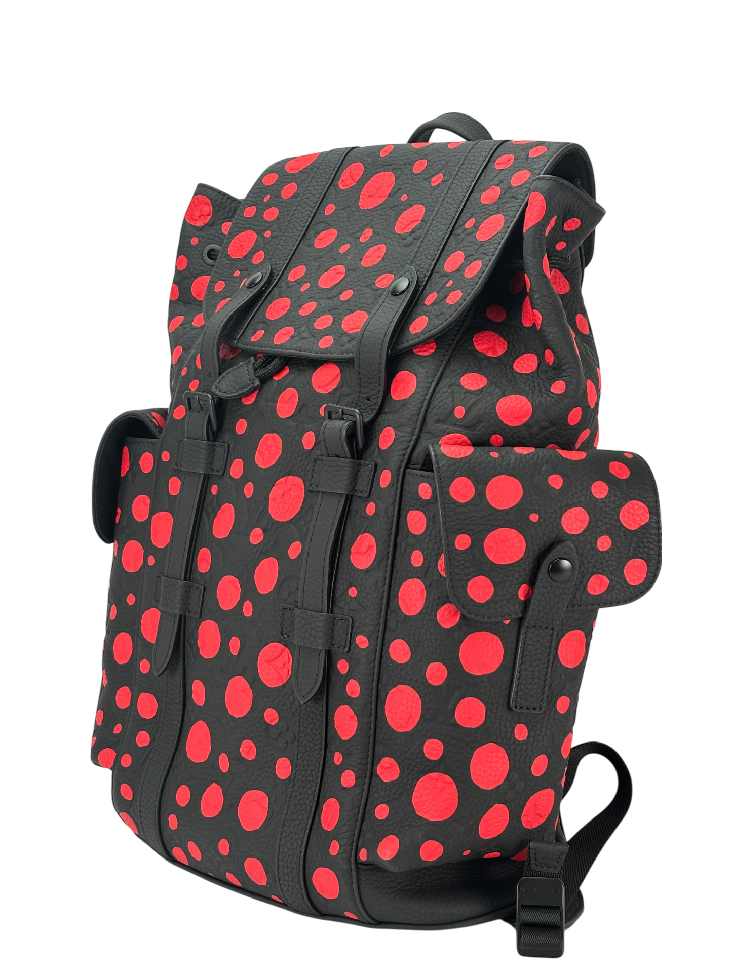 LOUIS VUITTON - LV x YK Yayoi Kusama Black Red Leather Backpack