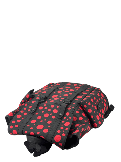 LOUIS VUITTON - LV x YK Yayoi Kusama Black Red Leather Backpack