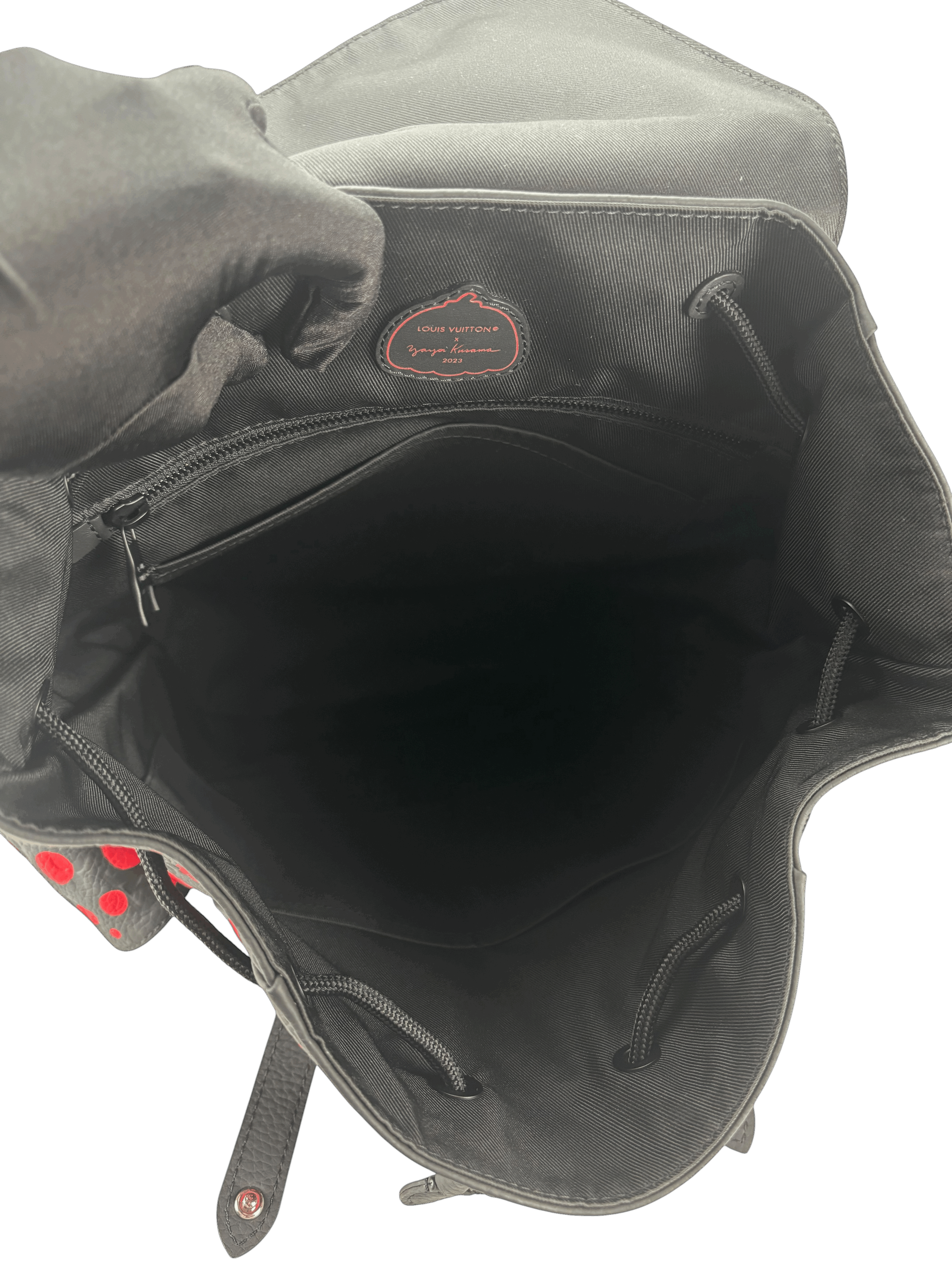 LOUIS VUITTON - LV x YK Yayoi Kusama Black Red Leather Backpack