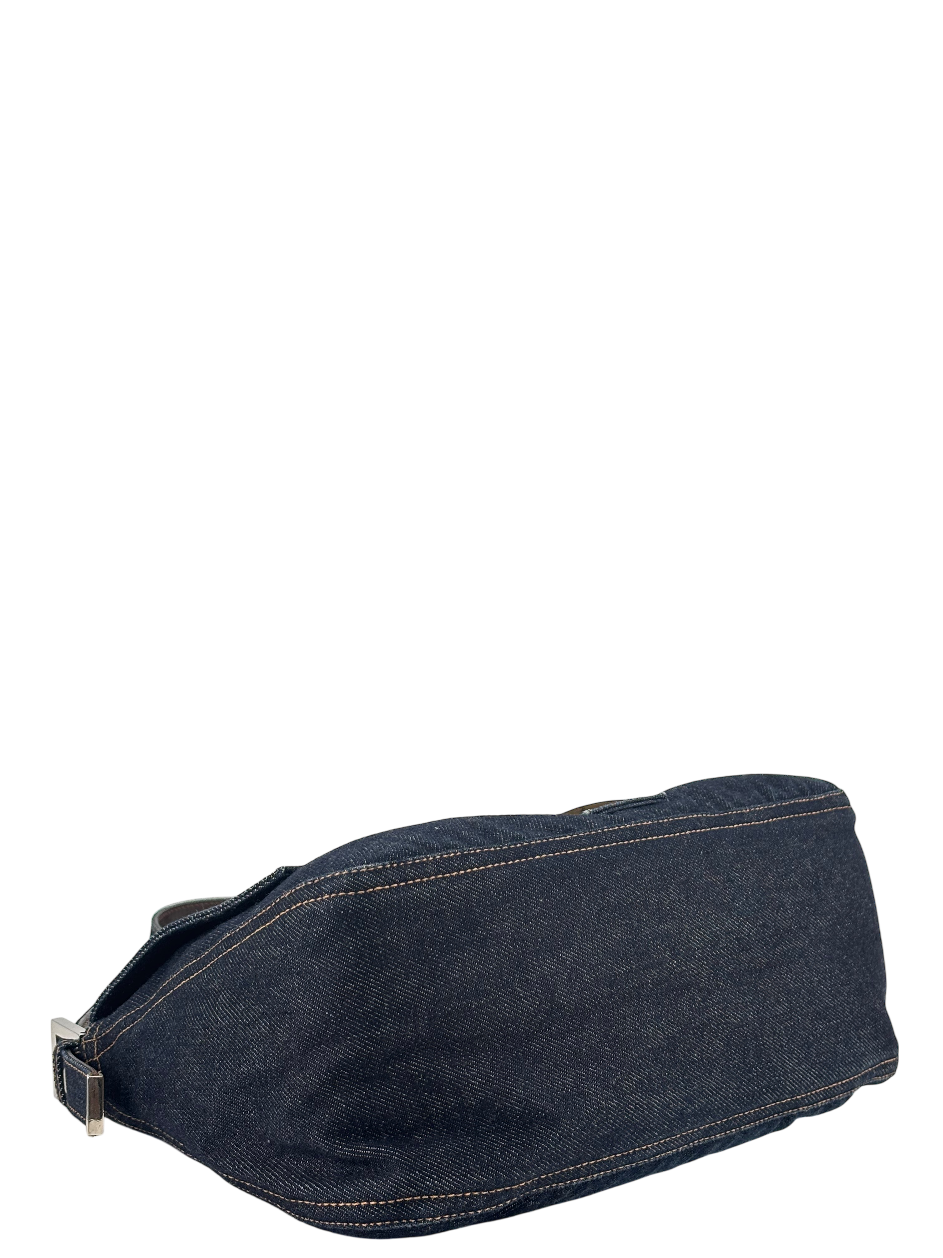 FENDI - Denim Baguette Handbag Silver Hardware