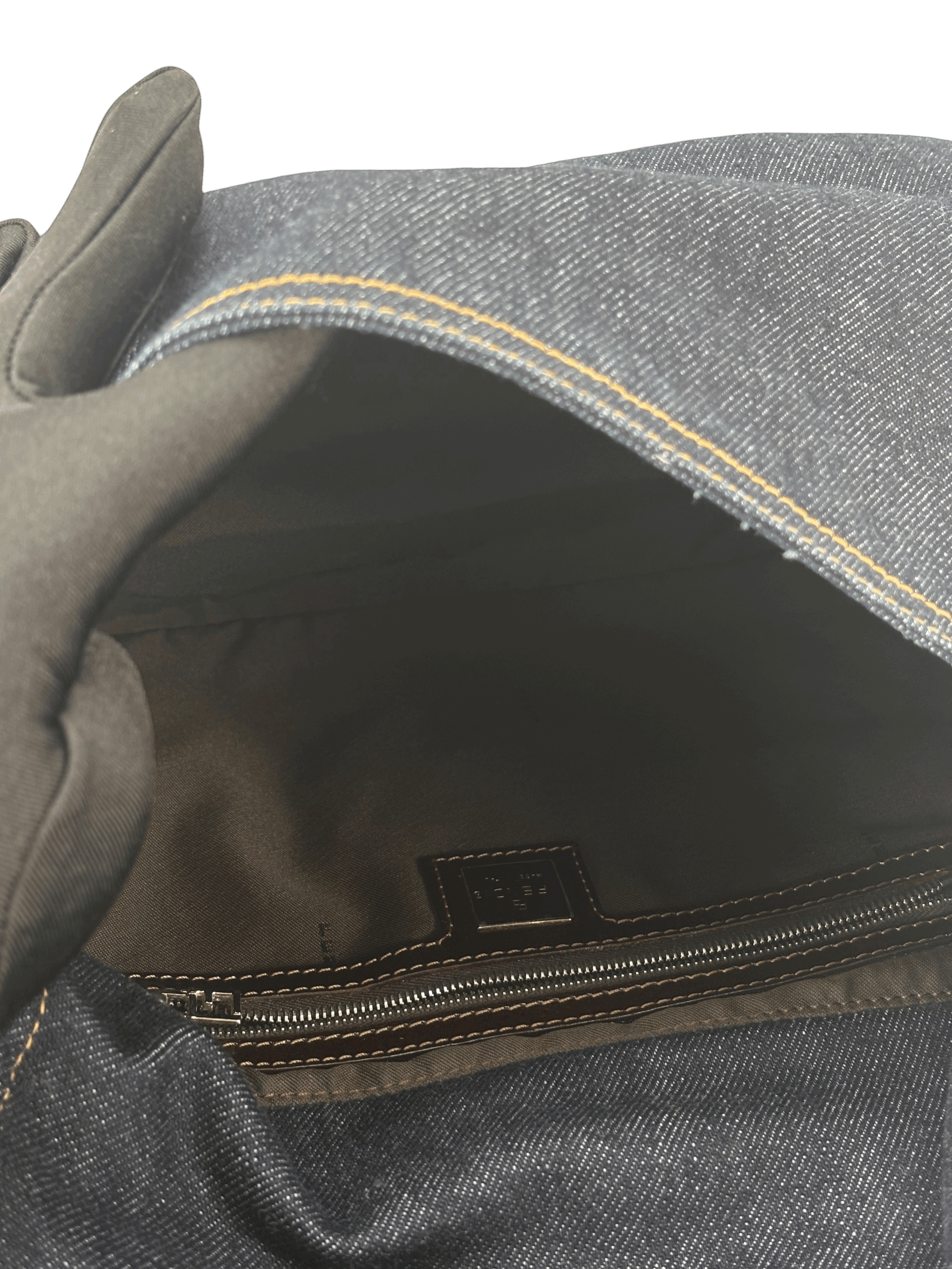 FENDI - Denim Baguette Handbag Silver Hardware