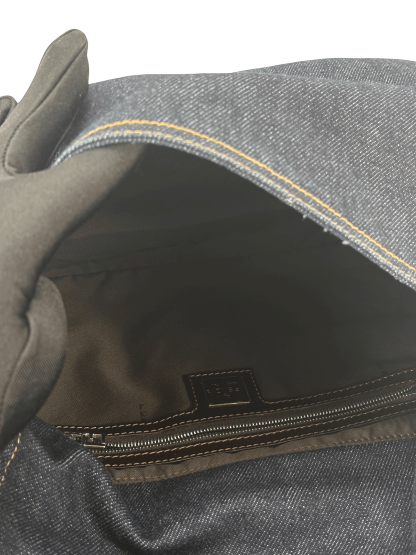 FENDI - Denim Baguette Handbag Silver Hardware