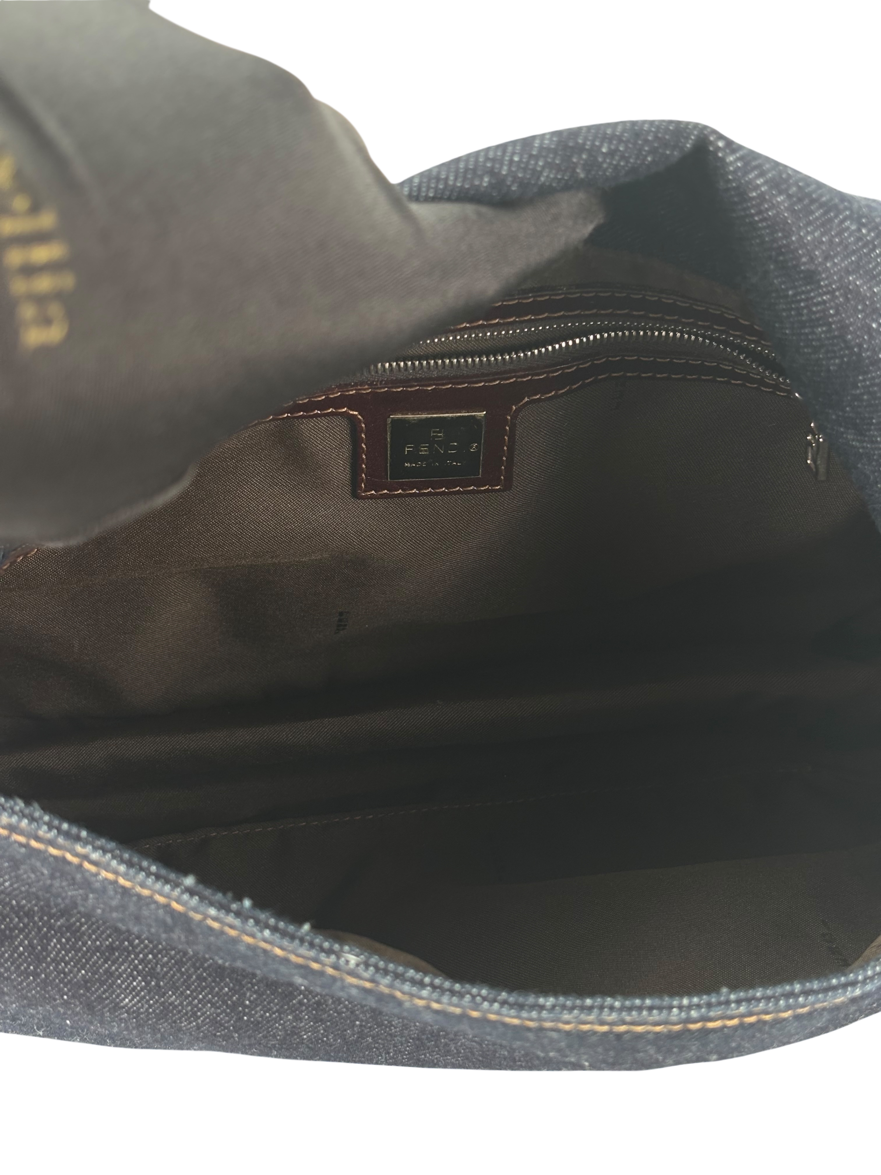 FENDI - Denim Baguette Handbag Silver Hardware