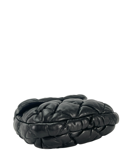 CHANEL - Black Lambskin Bubble Quilted Single Chain Bag